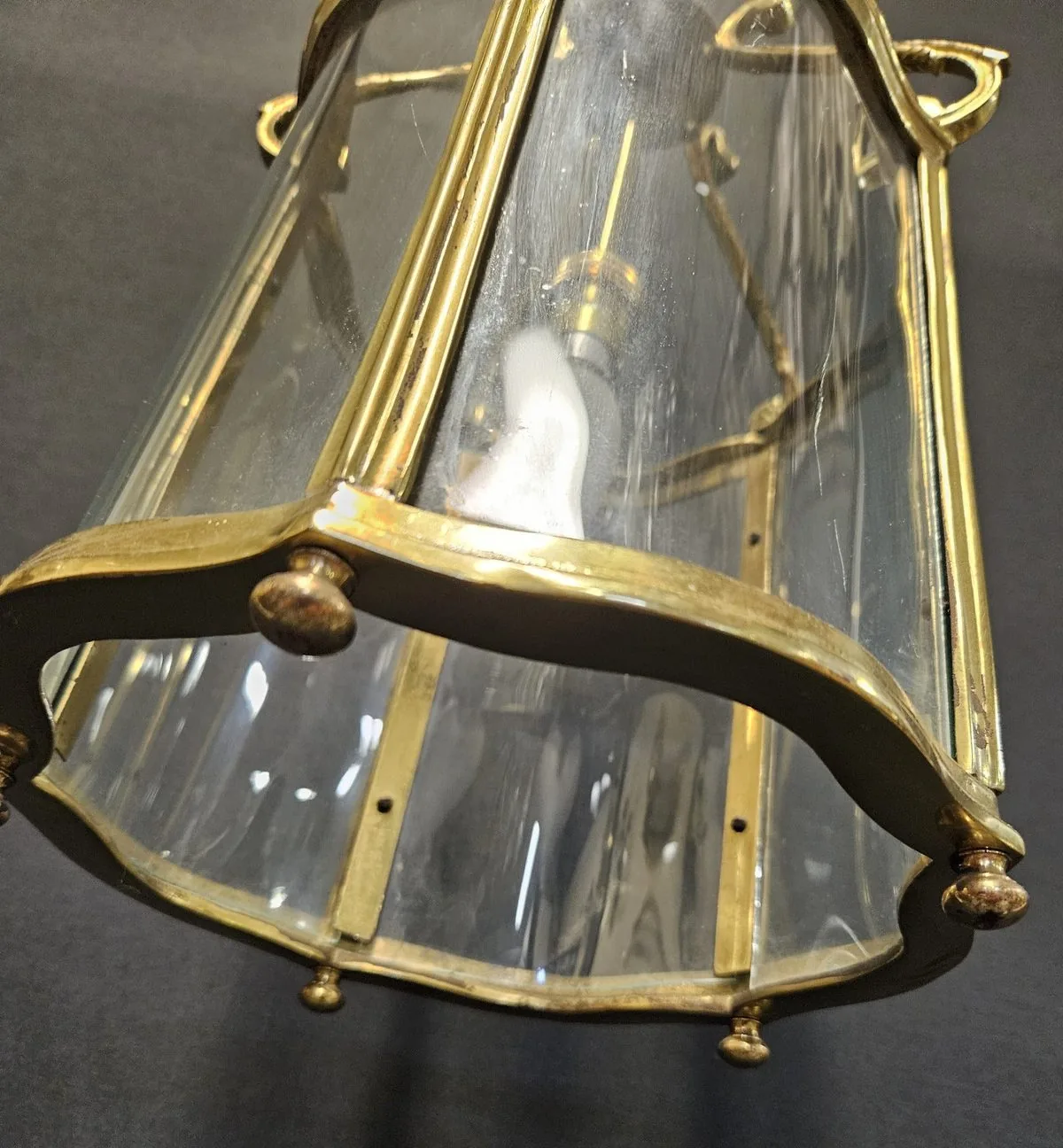 Brass Curved-Glass Lantern, c. 1930 – view 2