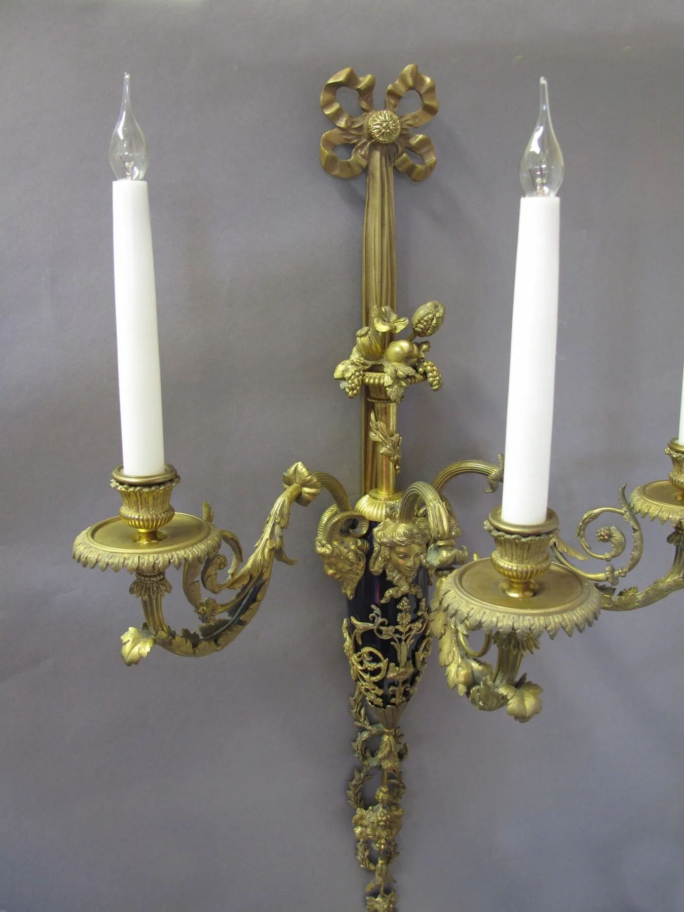 Pair of 3-Arm Louis XVI-Style Ormolu Wall Lights, c. 1920 – view 2