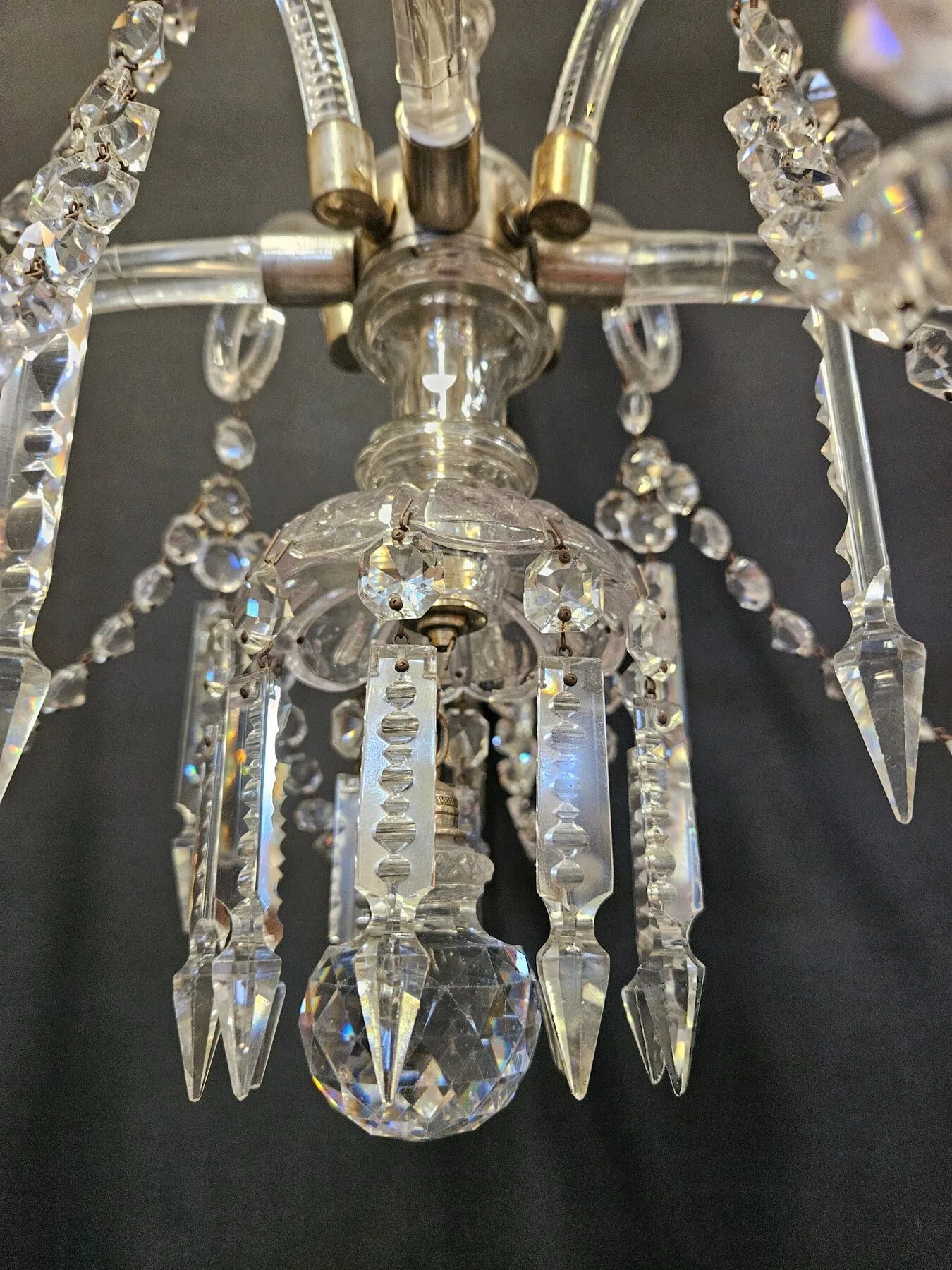 4-Arm Victorian Glass Chandelier, c. 1840 – view 3
