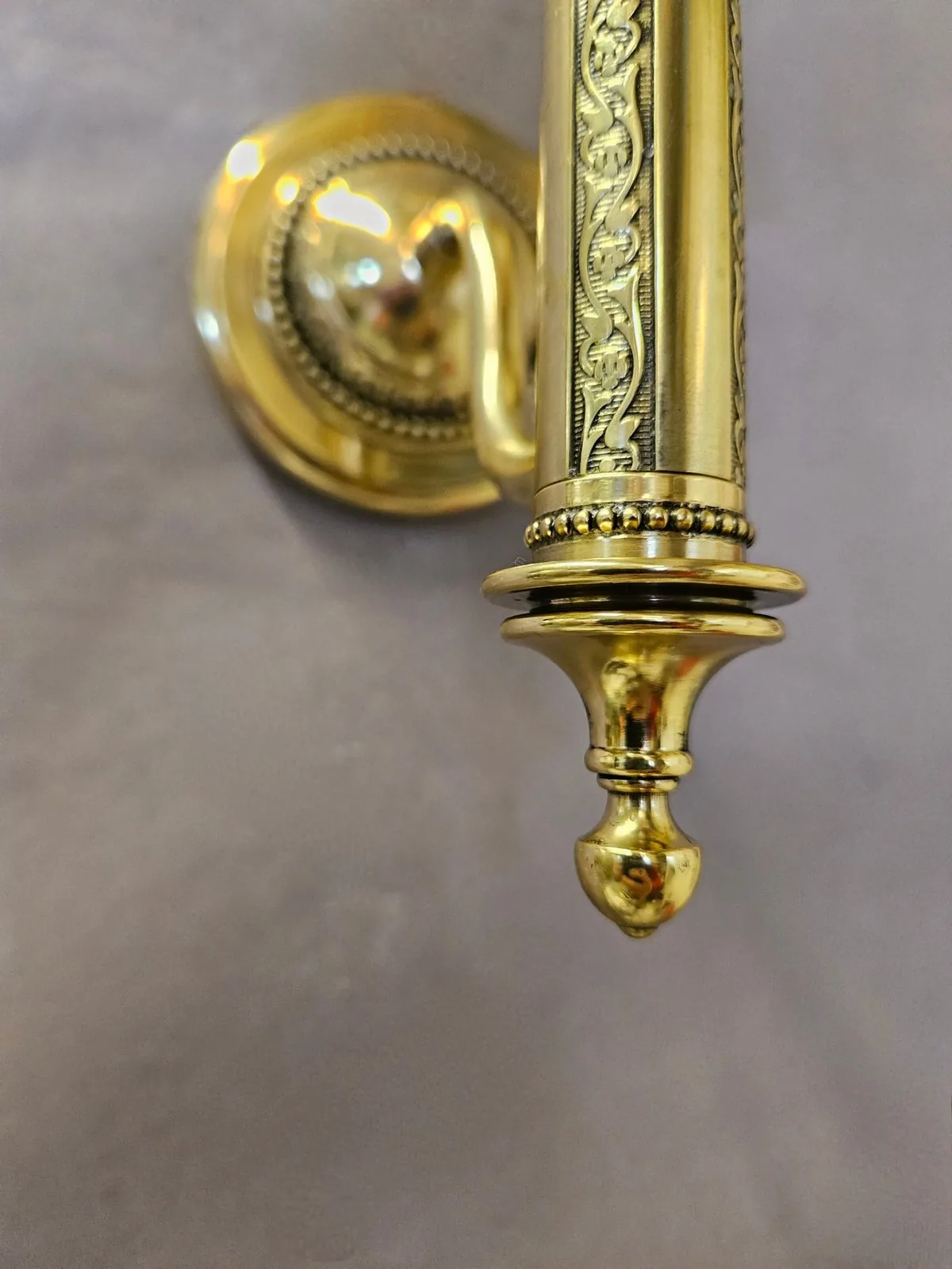 Set Of Six Single-Arm Brass Wall Lights With Shades, 1950 – view 3