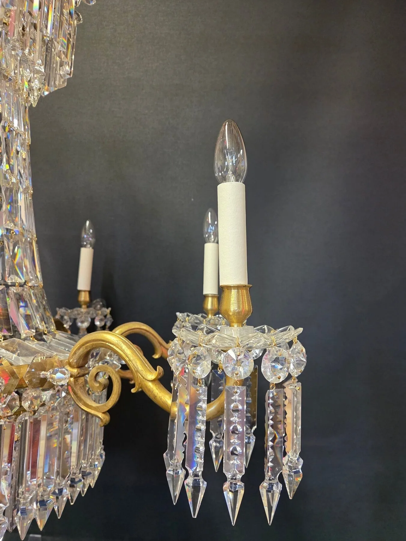 7-Arm Early-Victorian Tent & Tier Crystal Chandelier, c. 1840 – view 3