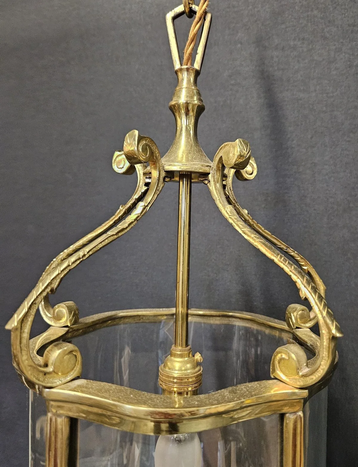 Brass Curved-Glass Lantern, c. 1930 – view 3