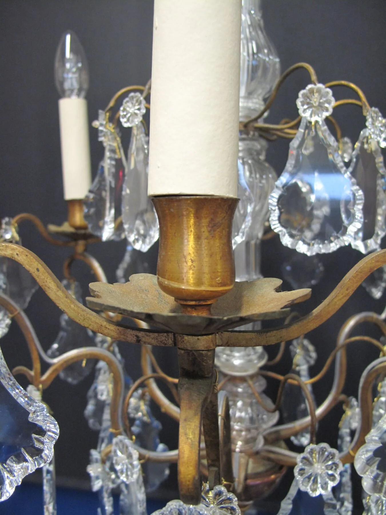 6-Arm French Brass Chandelier, c. 1920 – view 3