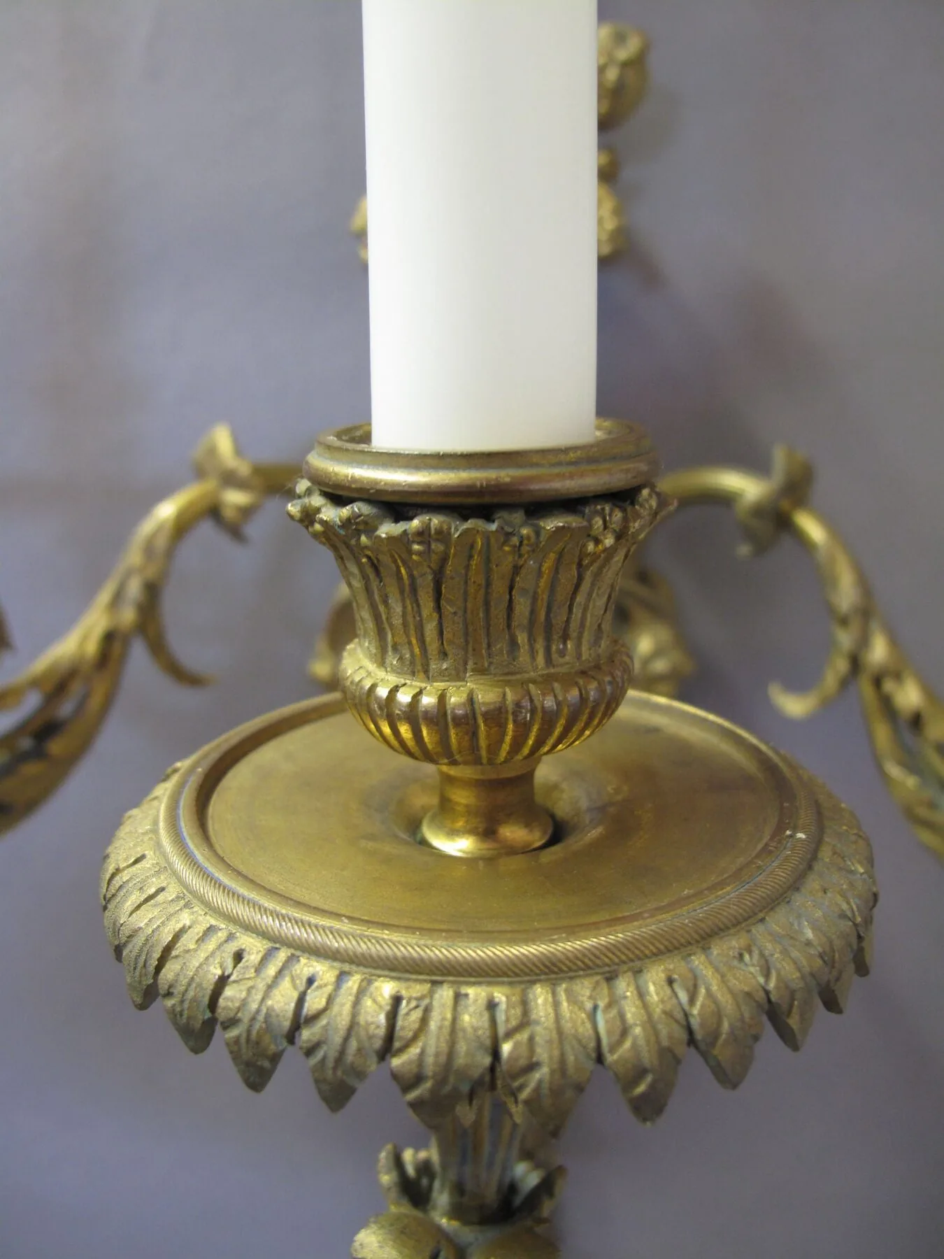 Pair of 3-Arm Louis XVI-Style Ormolu Wall Lights, c. 1920 – view 3