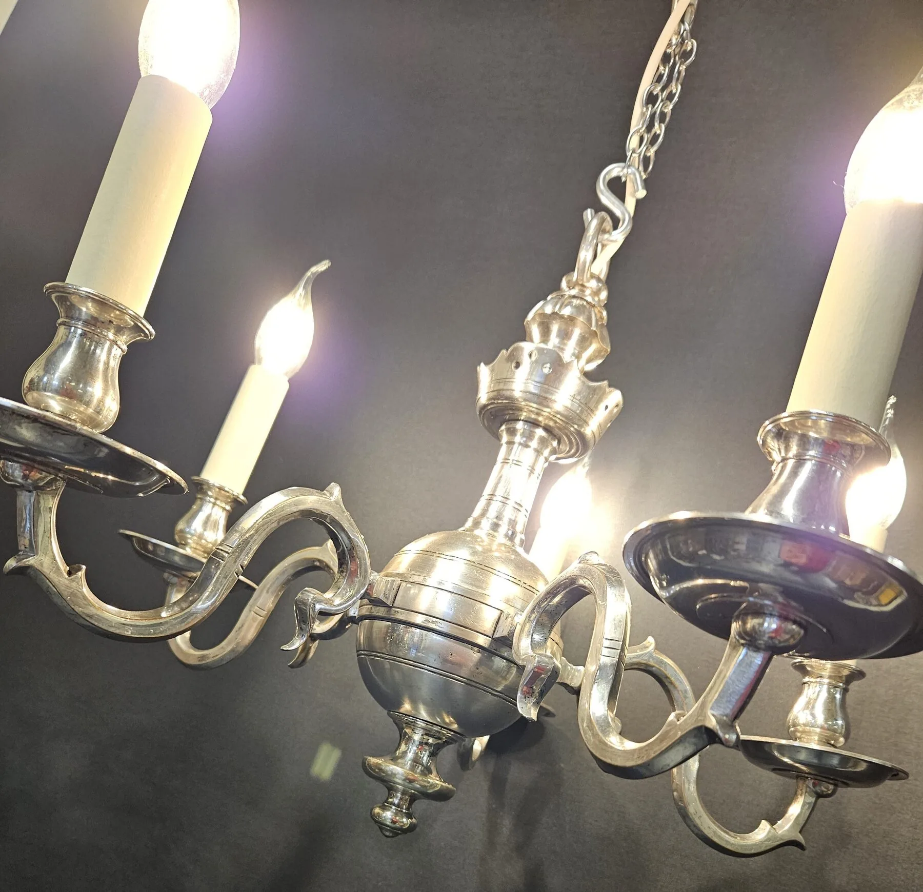 5-Arm Silver-Plated Chandelier, c. 1930 – view 3