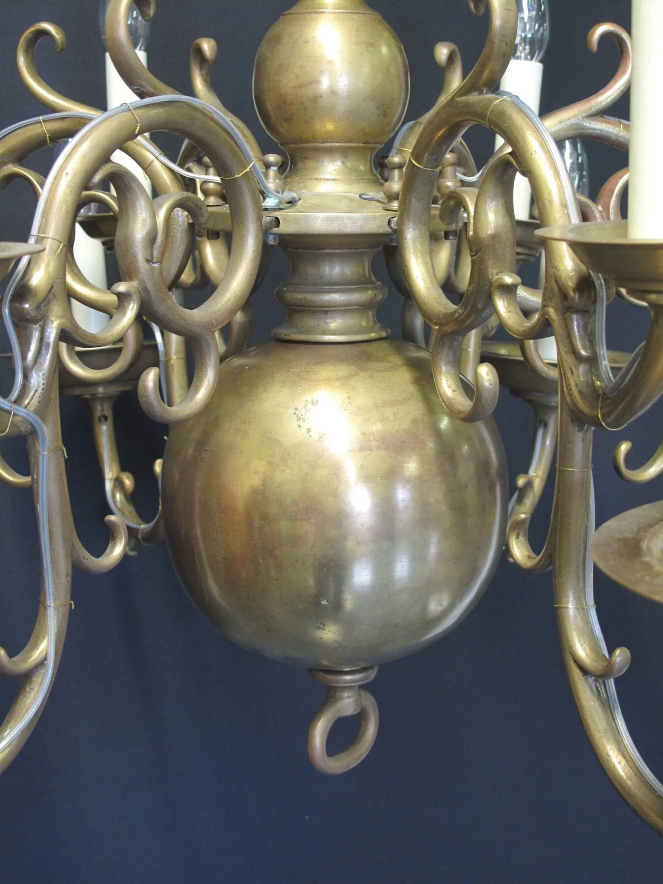 6-Arm & 12-Light Dutch-Style Chandelier, c. 1880 – view 3