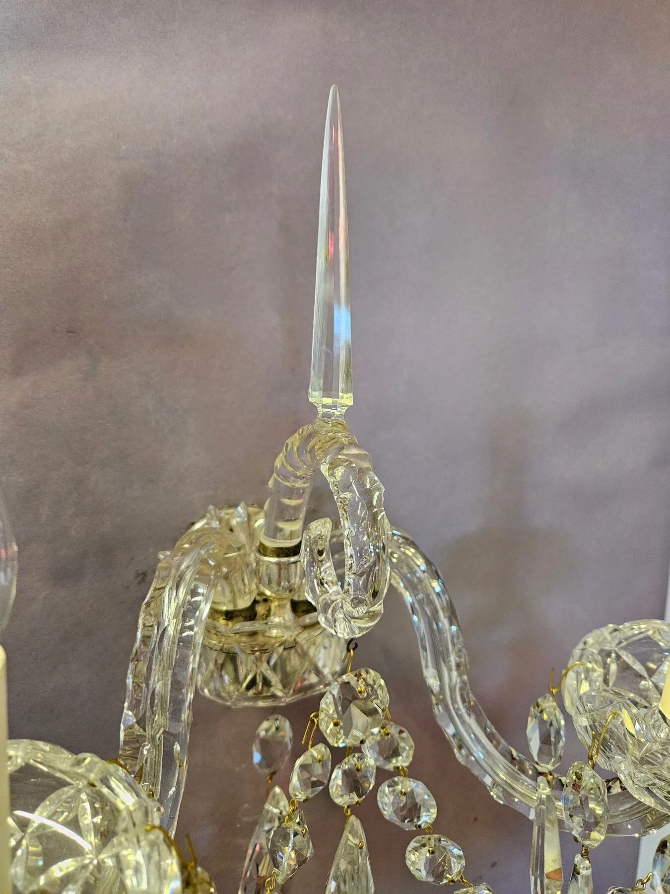 Pair of Early-Victorian Cut-Glass 2-Arm Wall Lights, c. 1840 – view 3