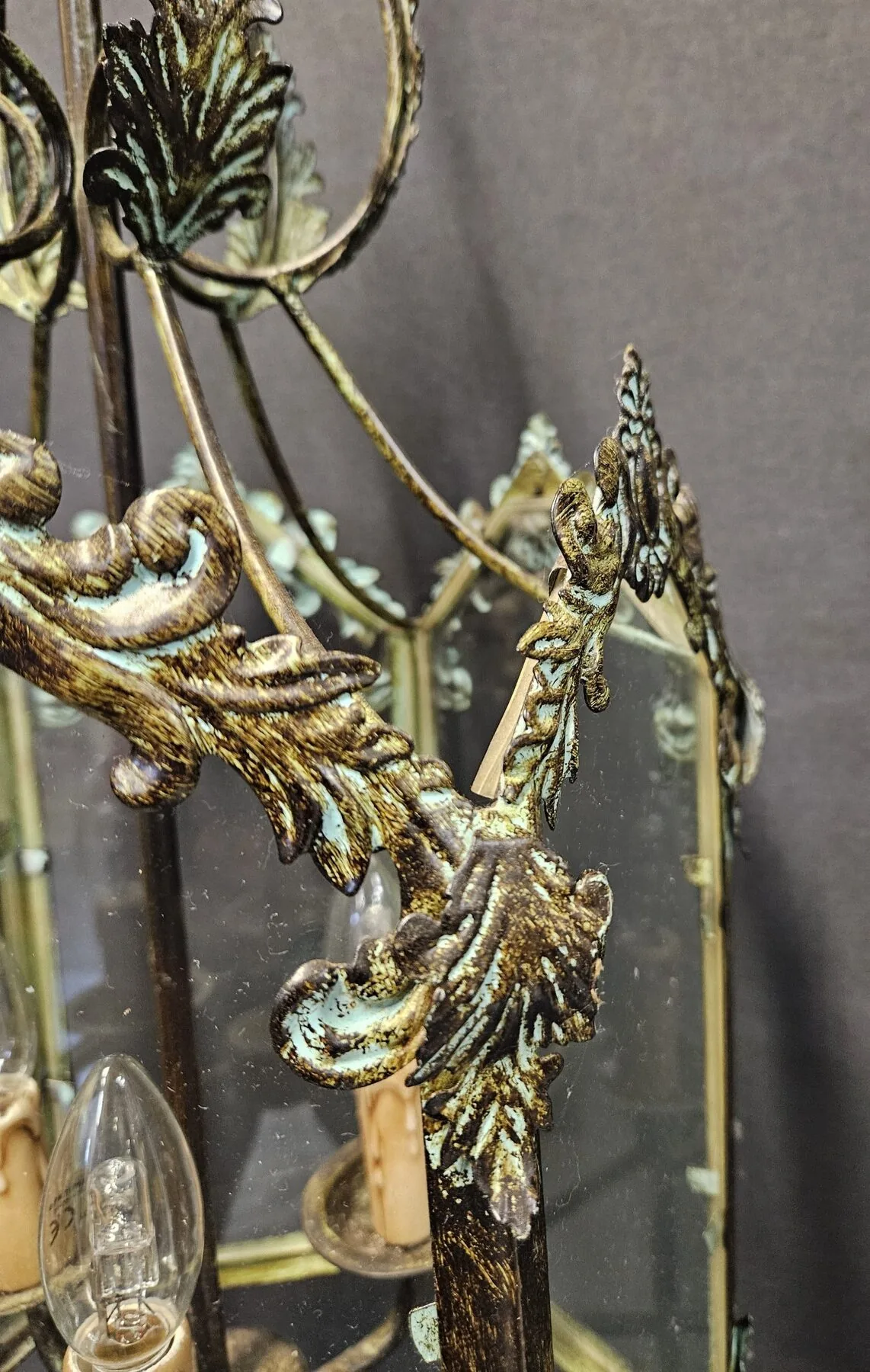 Hexagonal Green Filigree Lantern, c. 1970 – view 3