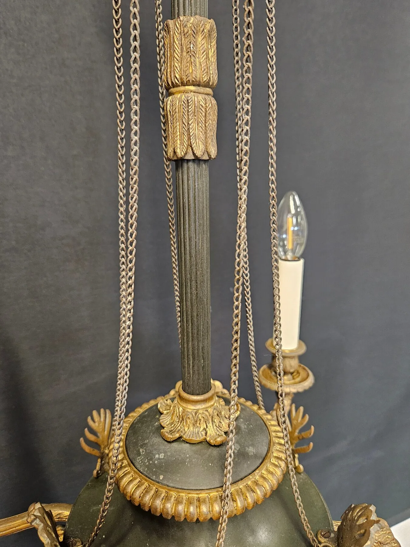 3-Arm French Empire Chandelier, c. 1920 – view 3