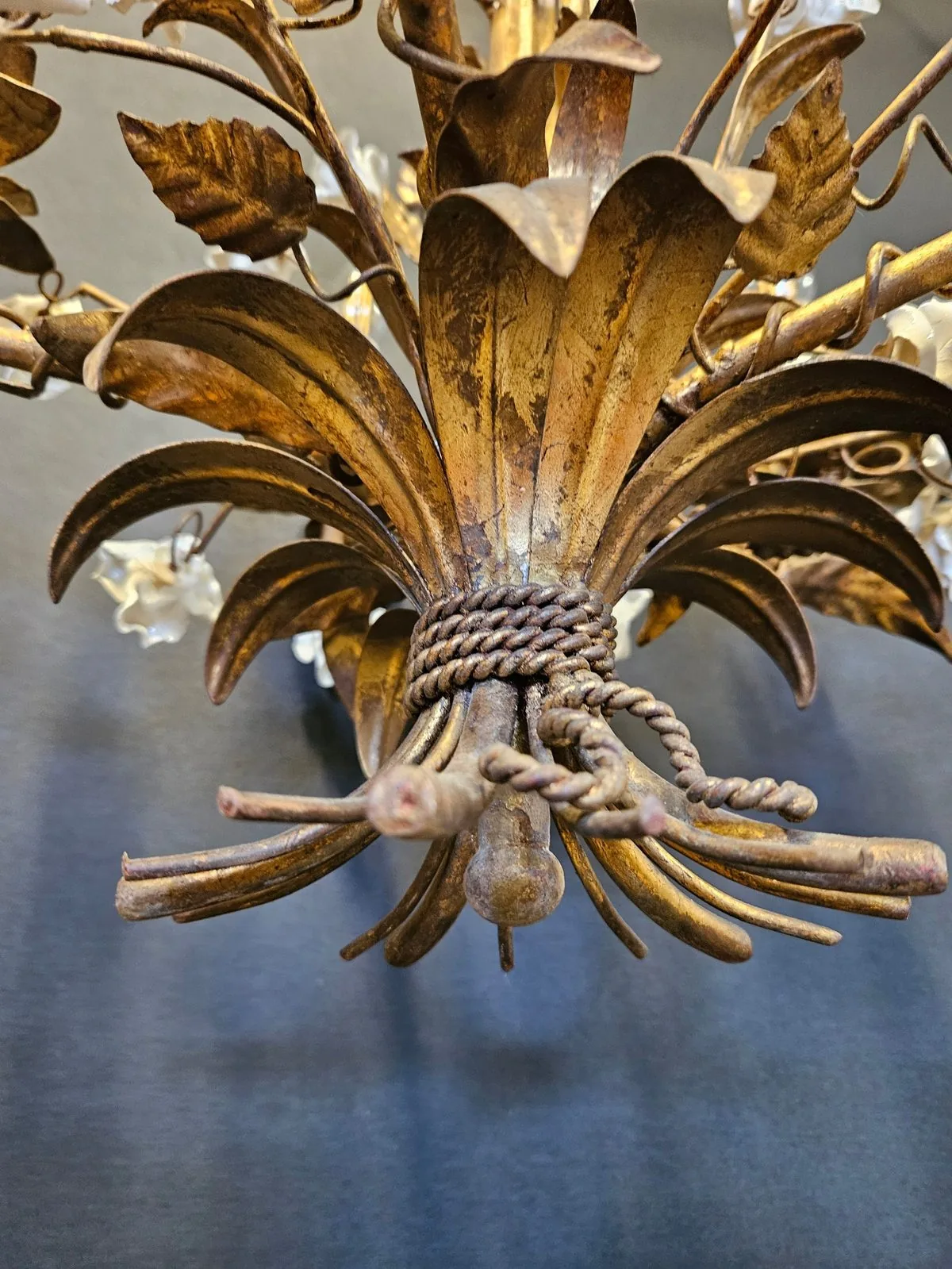 5-Arm Painted Iron Chandelier, c. 1950 – view 3