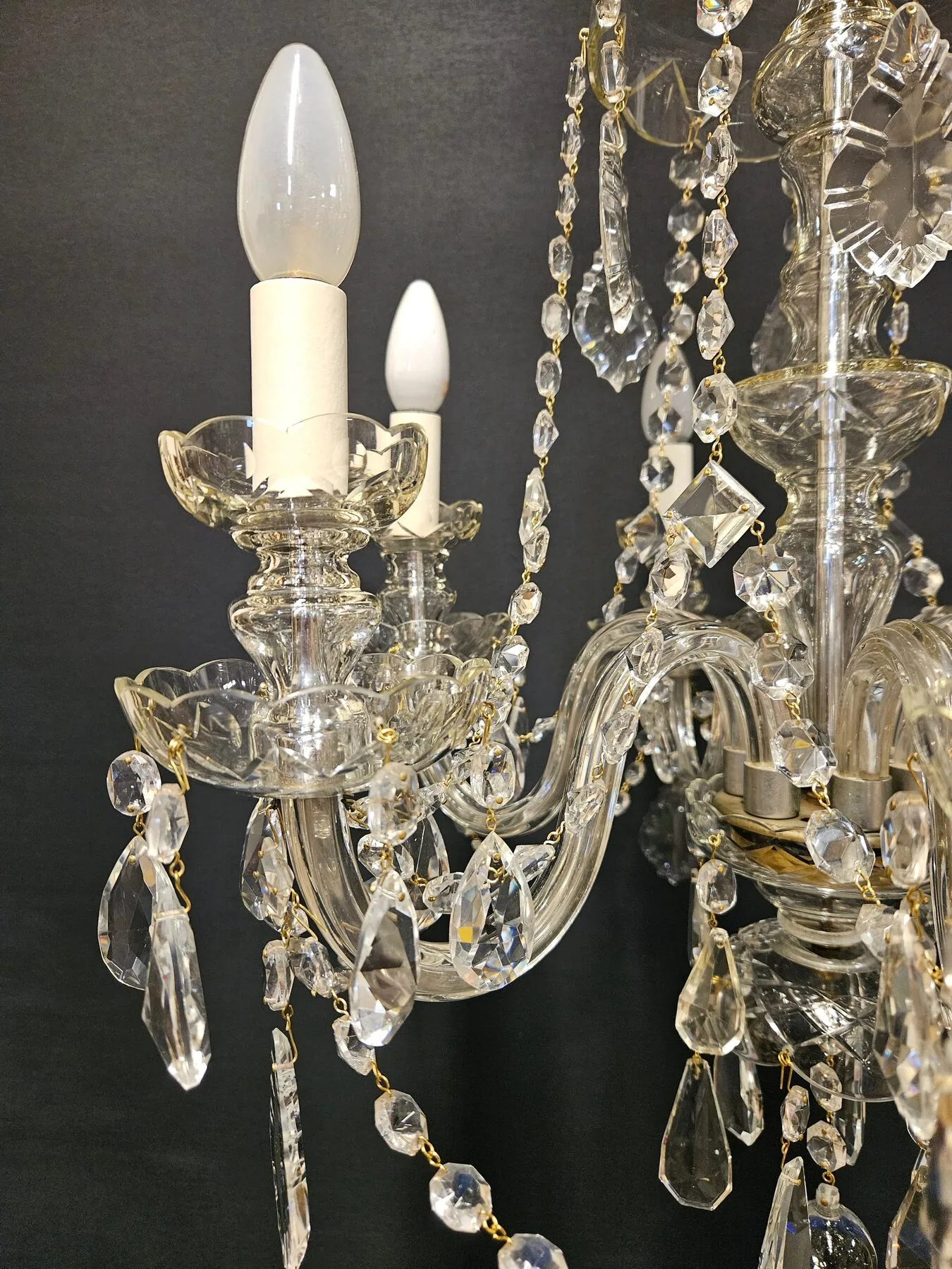 6-Arm Czech Chandelier, c. 1930 – view 3