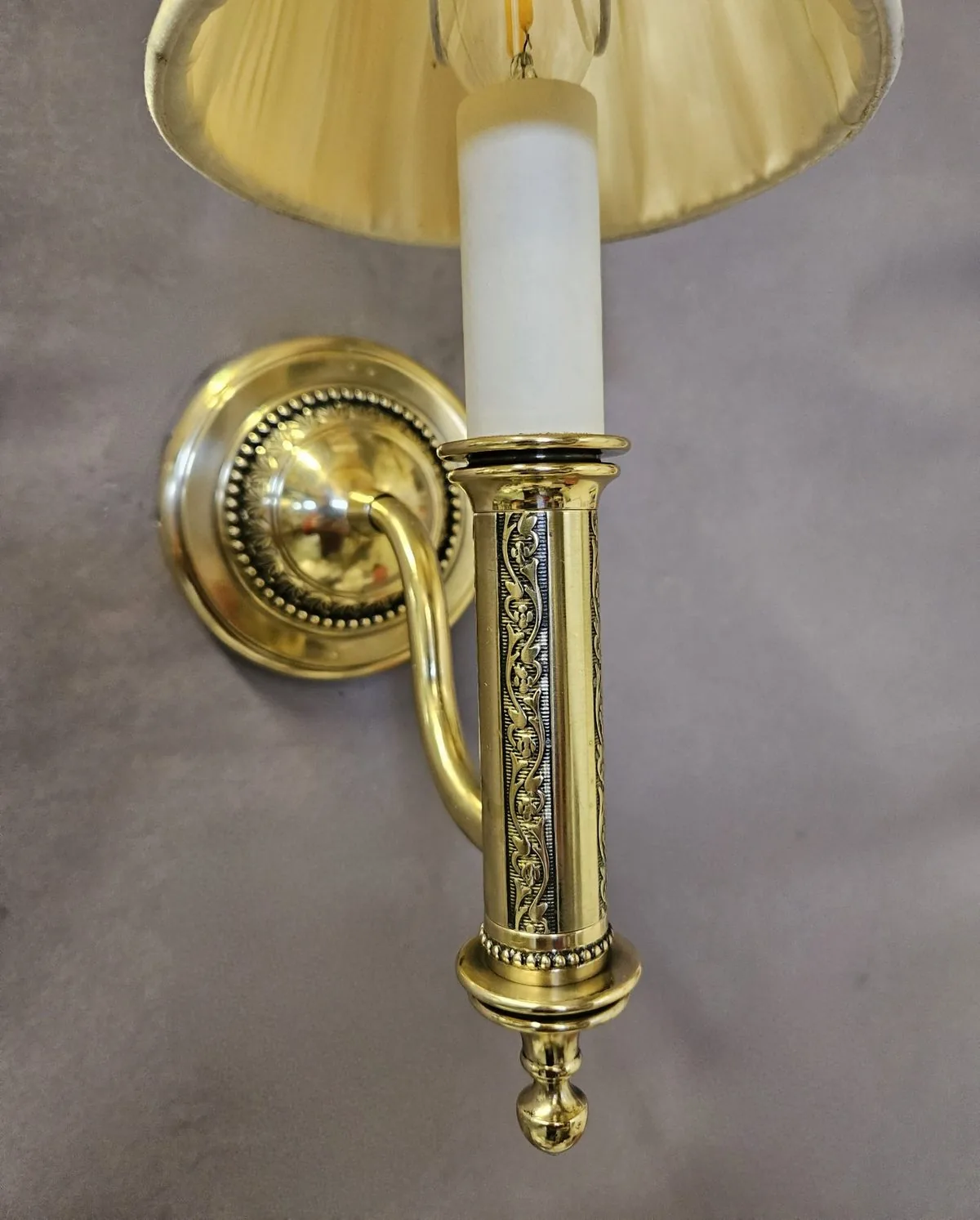 Set Of Six Single-Arm Brass Wall Lights With Shades, 1950 – view 4