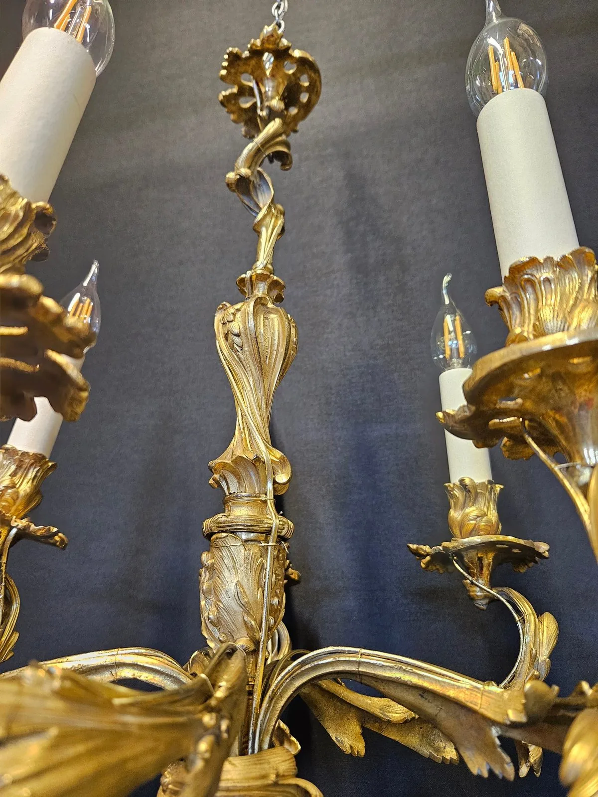 Pair Of 5-Arm Rococo Chandeliers, c. 1880 – view 4