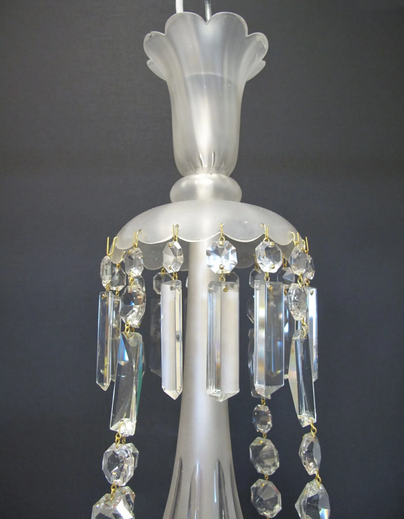 12-Arm Victorian Frosted Chandelier, c. 1850 – view 4