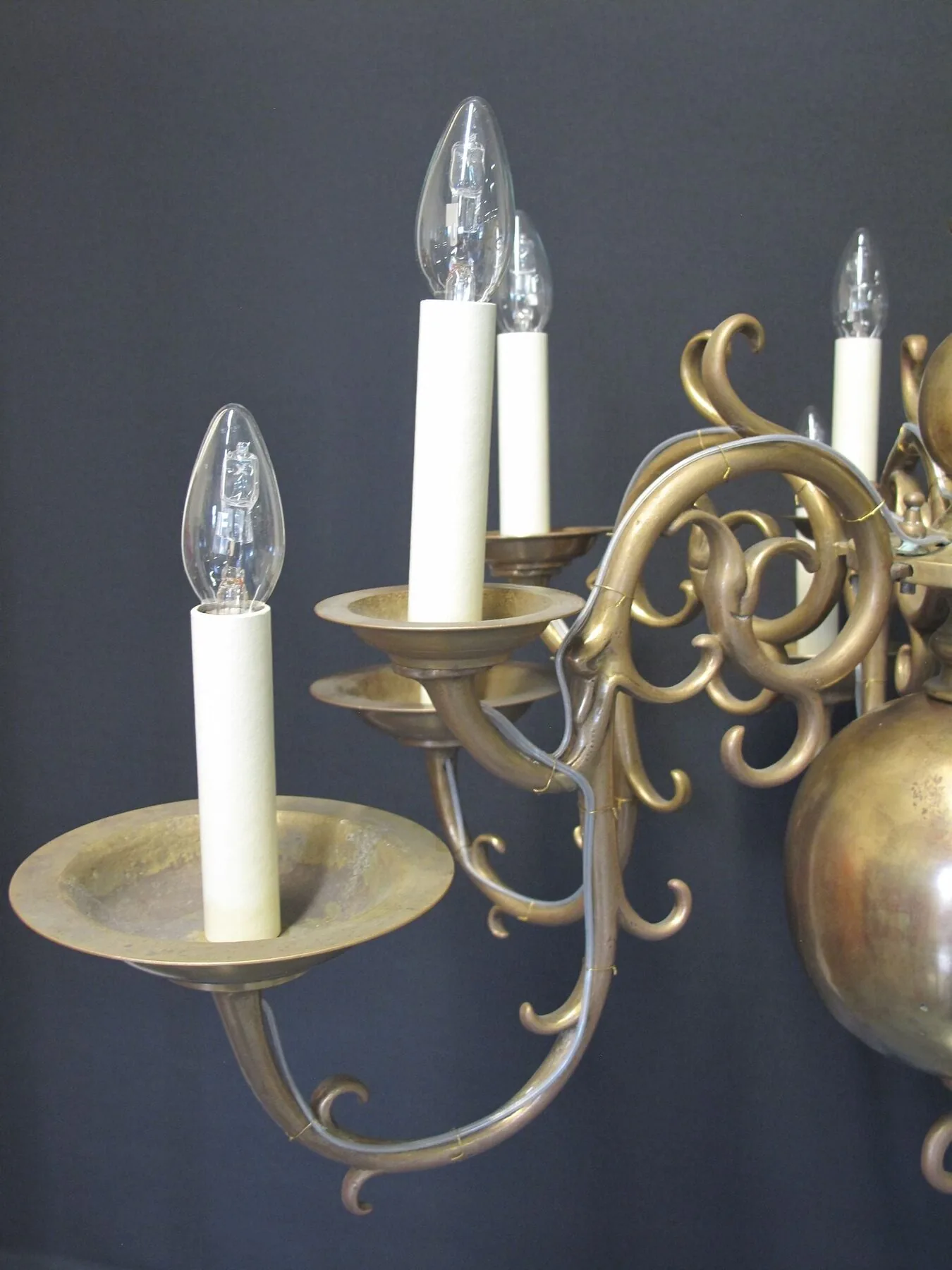 6-Arm & 12-Light Dutch-Style Chandelier, c. 1880 – view 4