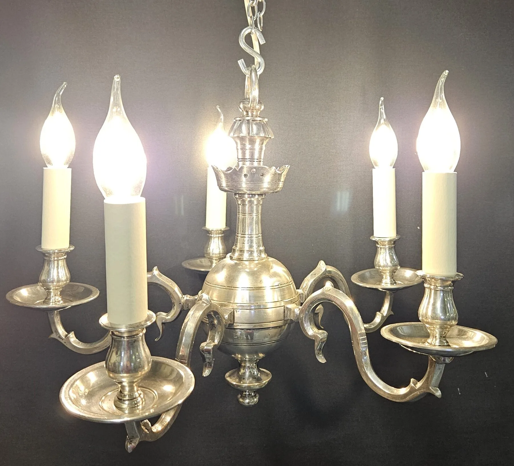 5-Arm Silver-Plated Chandelier, c. 1930 – view 4