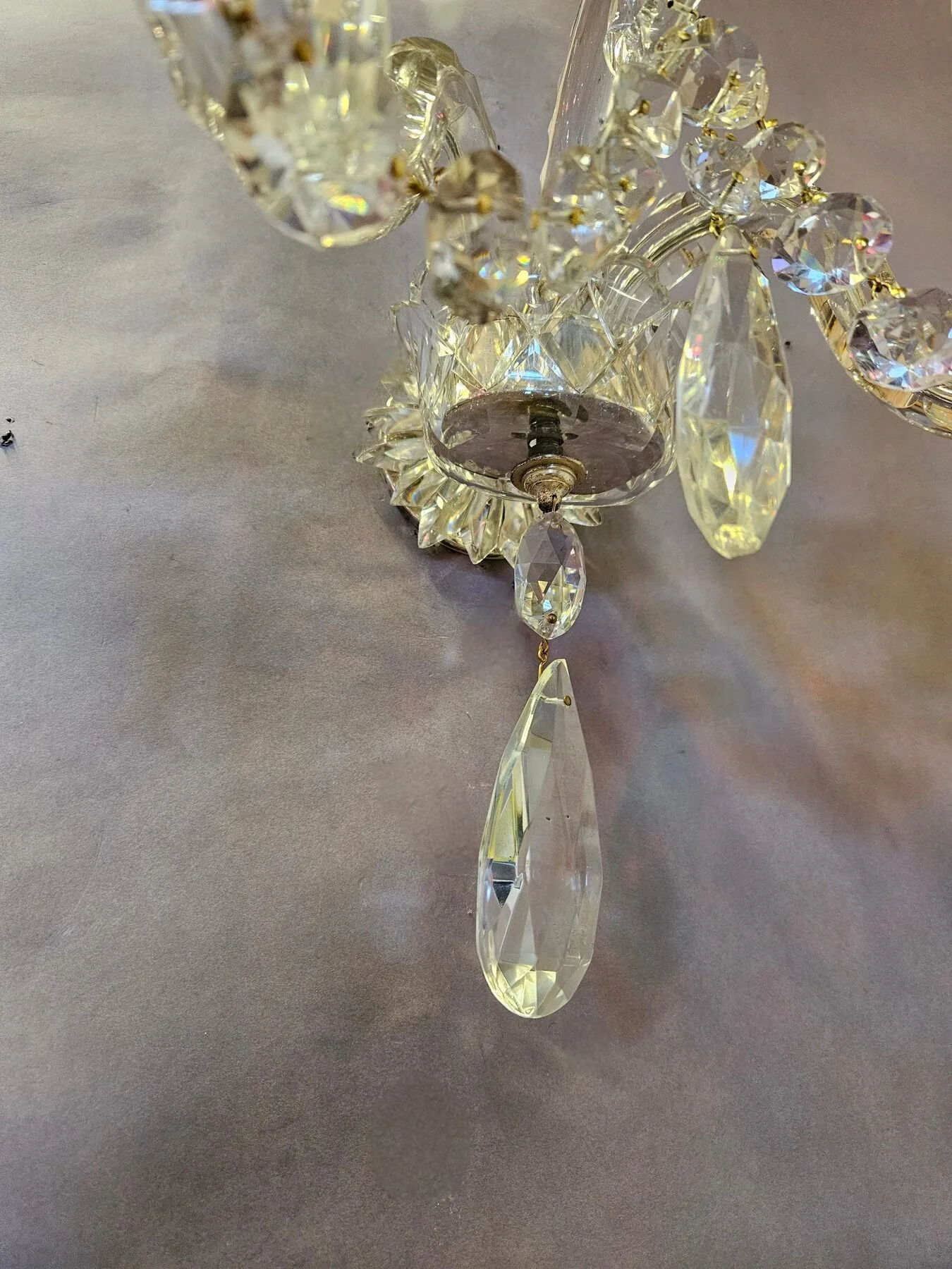 Pair of Early-Victorian Cut-Glass 2-Arm Wall Lights, c. 1840 – view 4