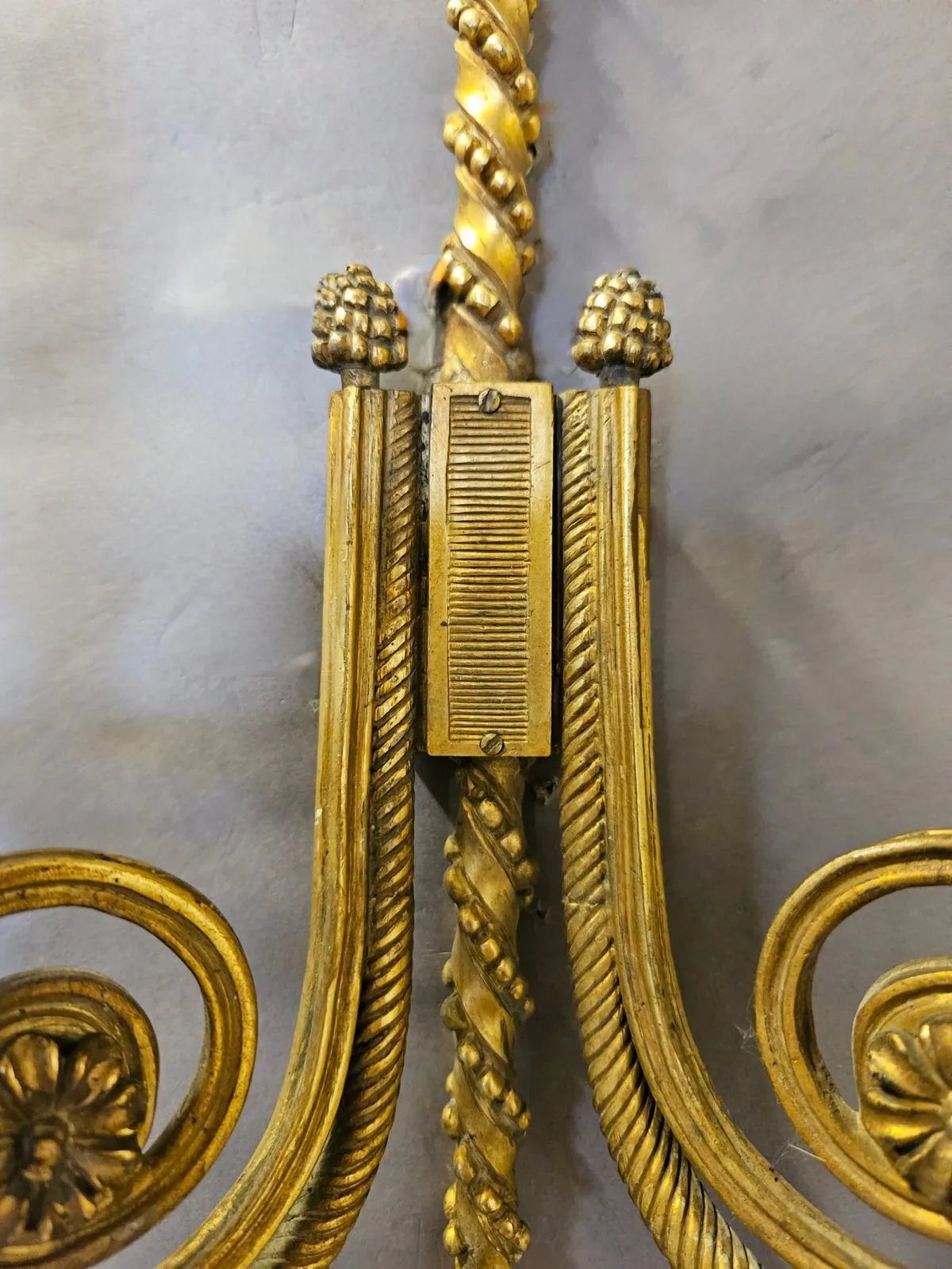 Pair Of 2-Arm Ormolu Wall Lights, c. 1920 – view 4