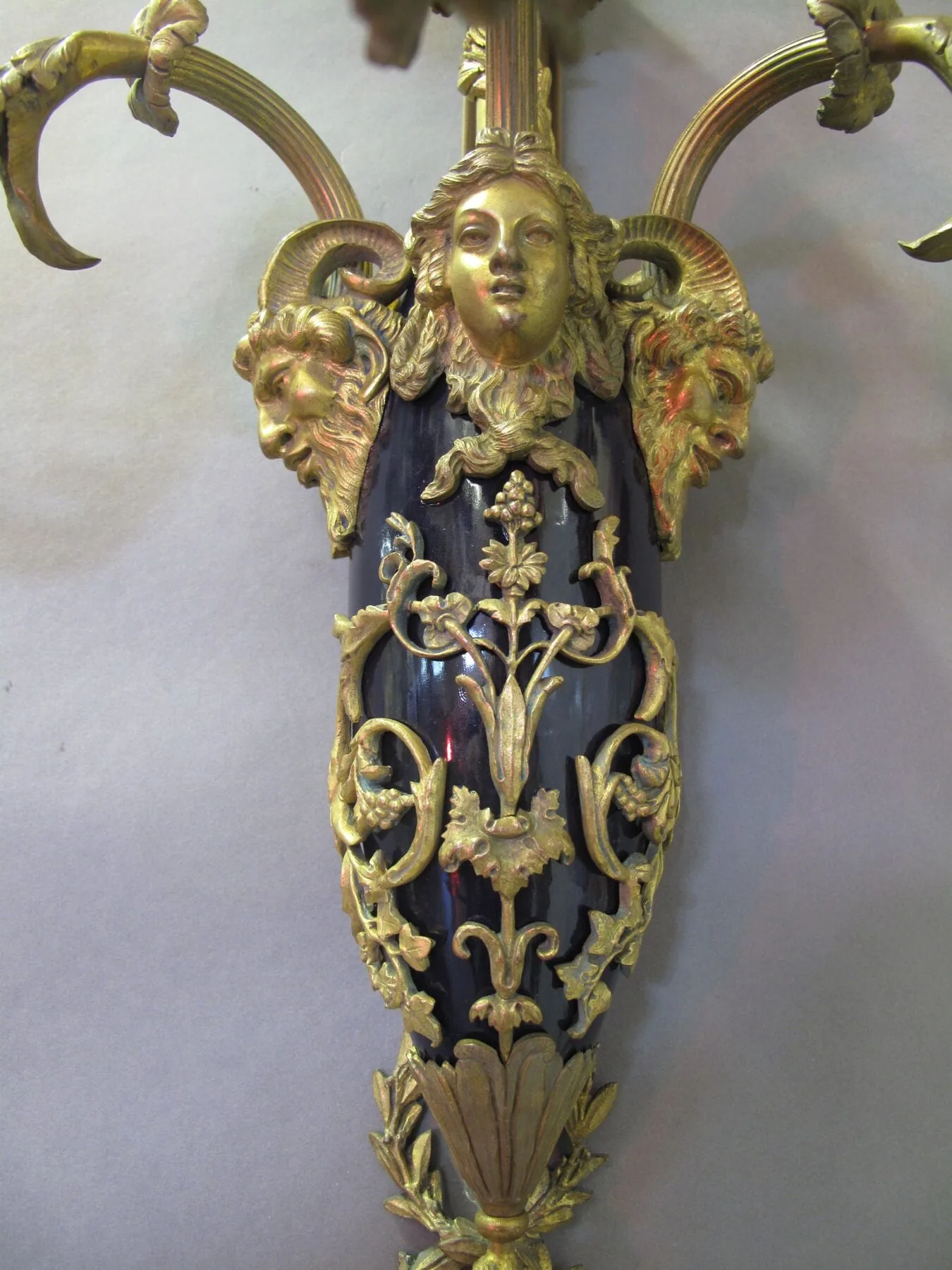 Pair of 3-Arm Louis XVI-Style Ormolu Wall Lights, c. 1920 – view 5