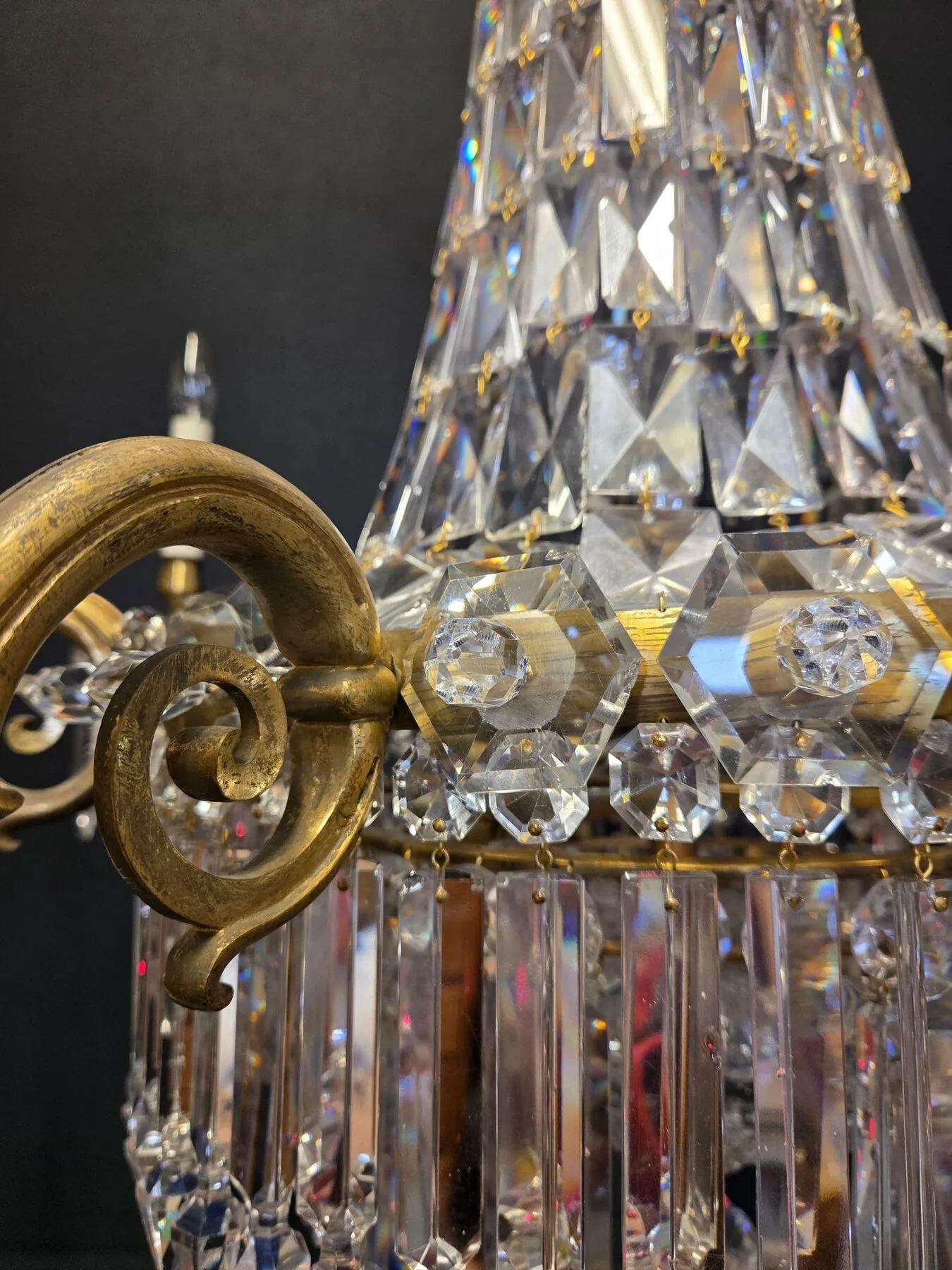 7-Arm Early-Victorian Tent & Tier Crystal Chandelier, c. 1840 – view 5