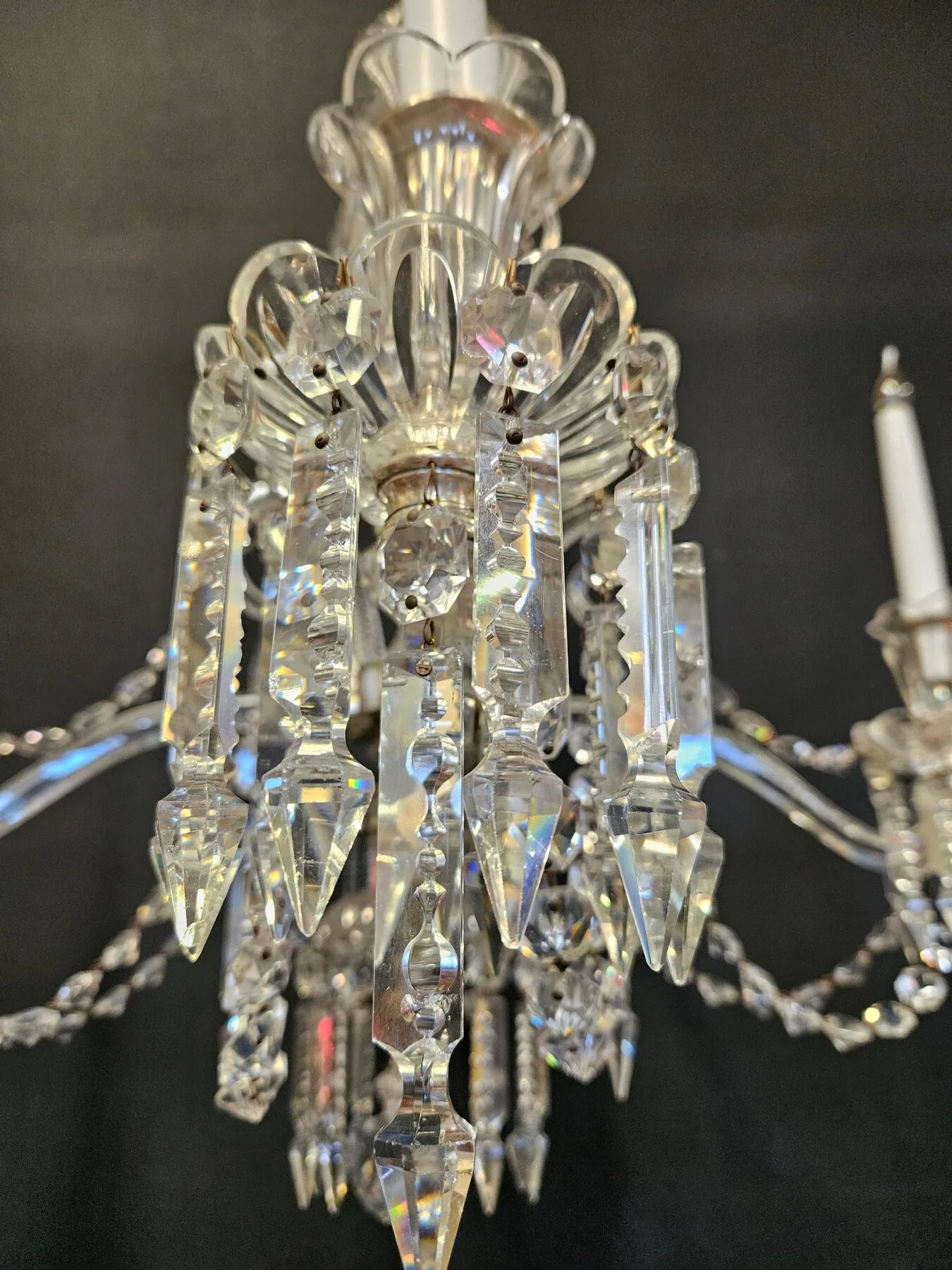 4-Arm Victorian Glass Chandelier, c. 1840 – view 5