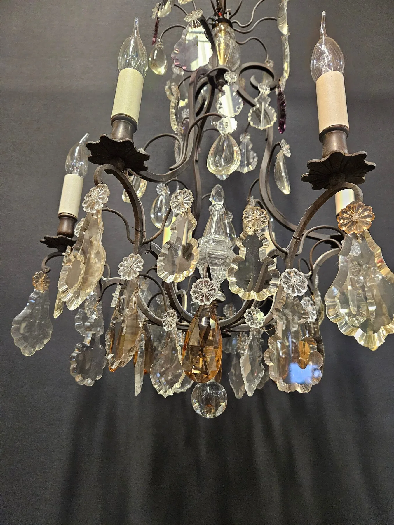 6-Arm French Chandelier With Coloured Glass – view 5
