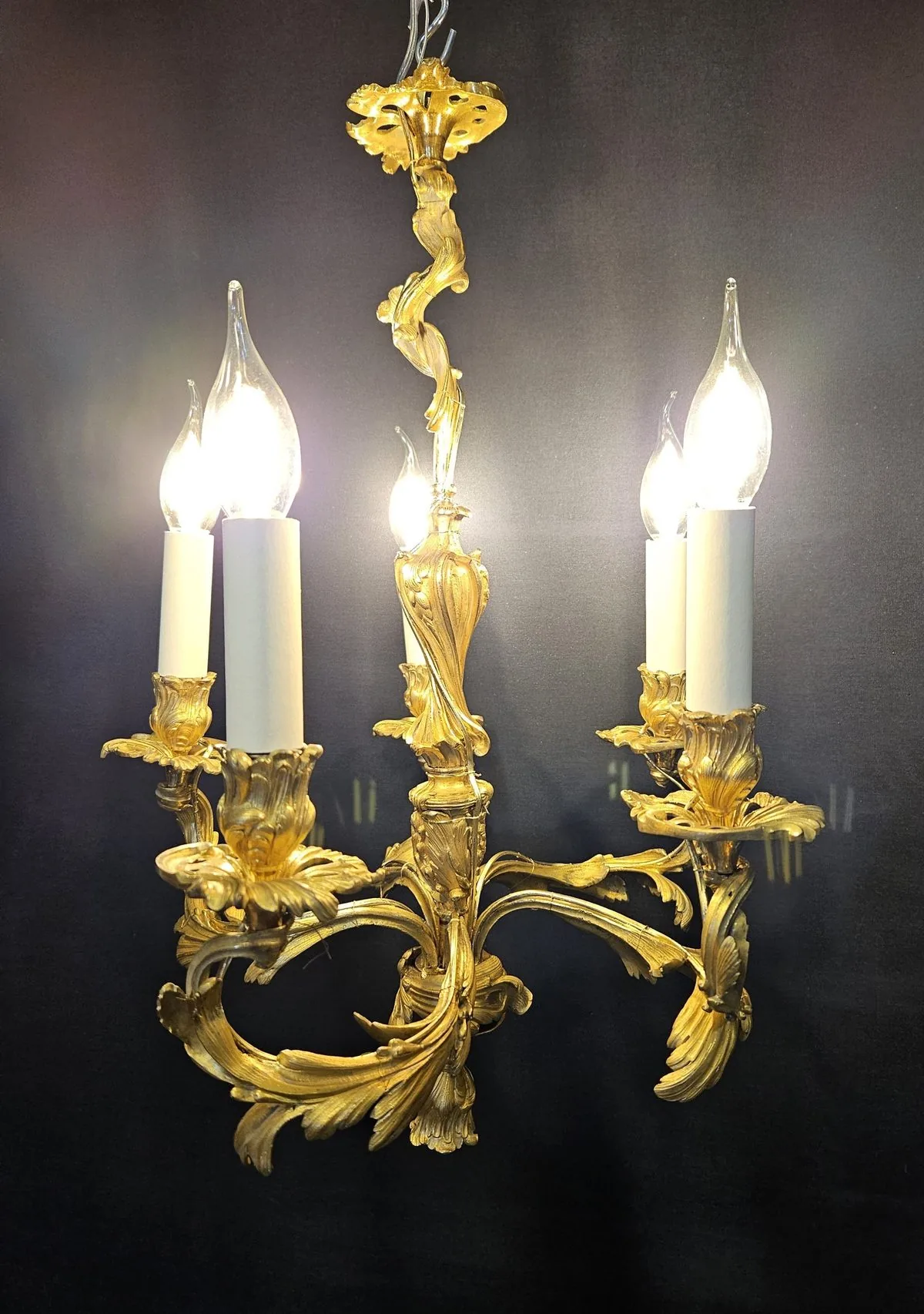 Pair Of 5-Arm Rococo Chandeliers, c. 1880 – view 5