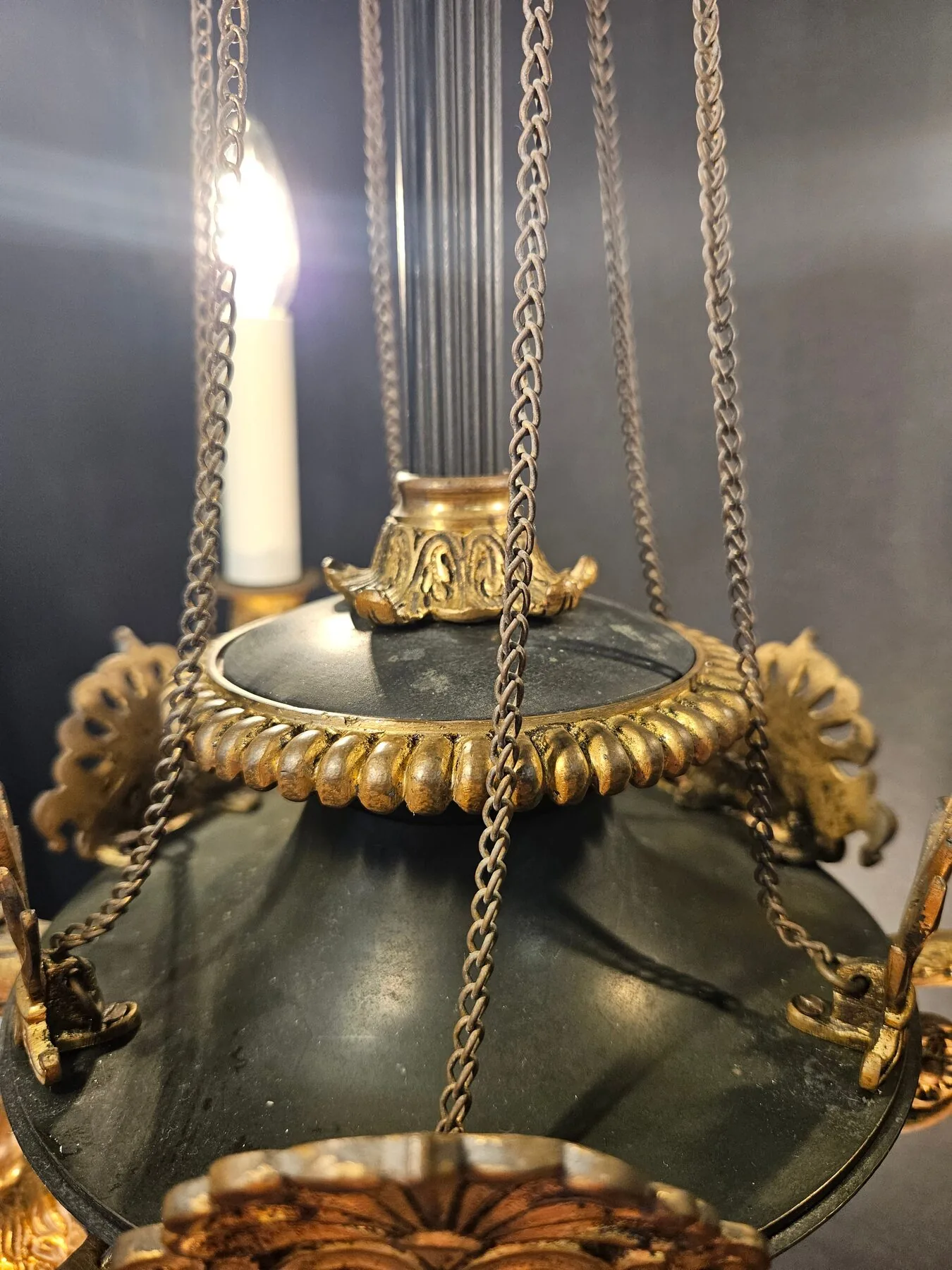 3-Arm French Empire Chandelier, c. 1920 – view 5