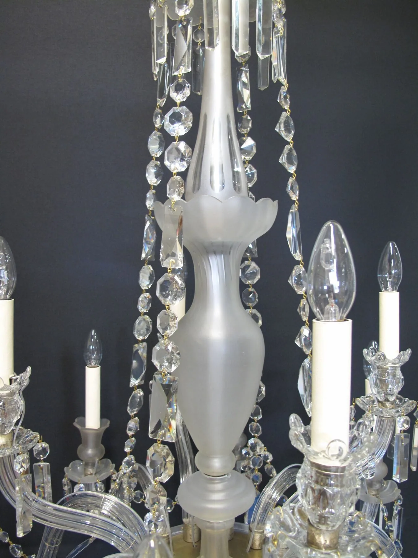 12-Arm Victorian Frosted Chandelier, c. 1850 – view 5