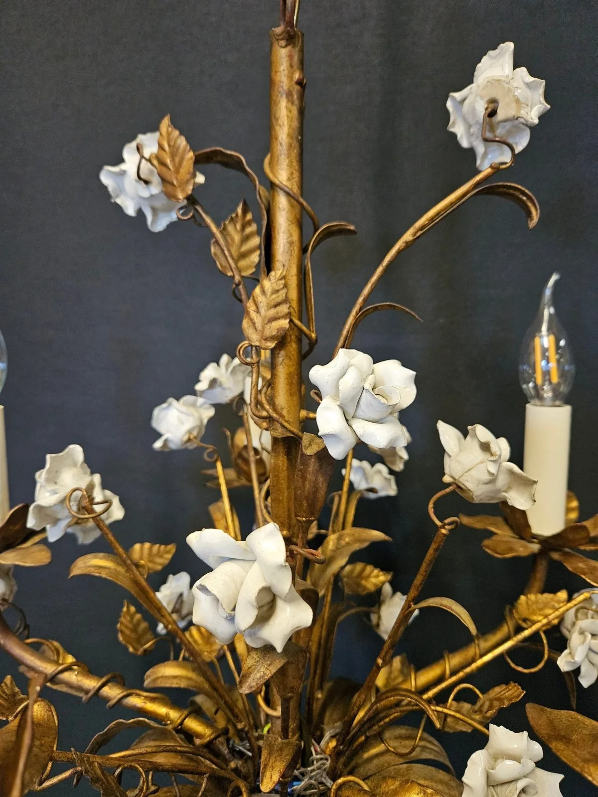 5-Arm Painted Iron Chandelier, c. 1950 – view 5