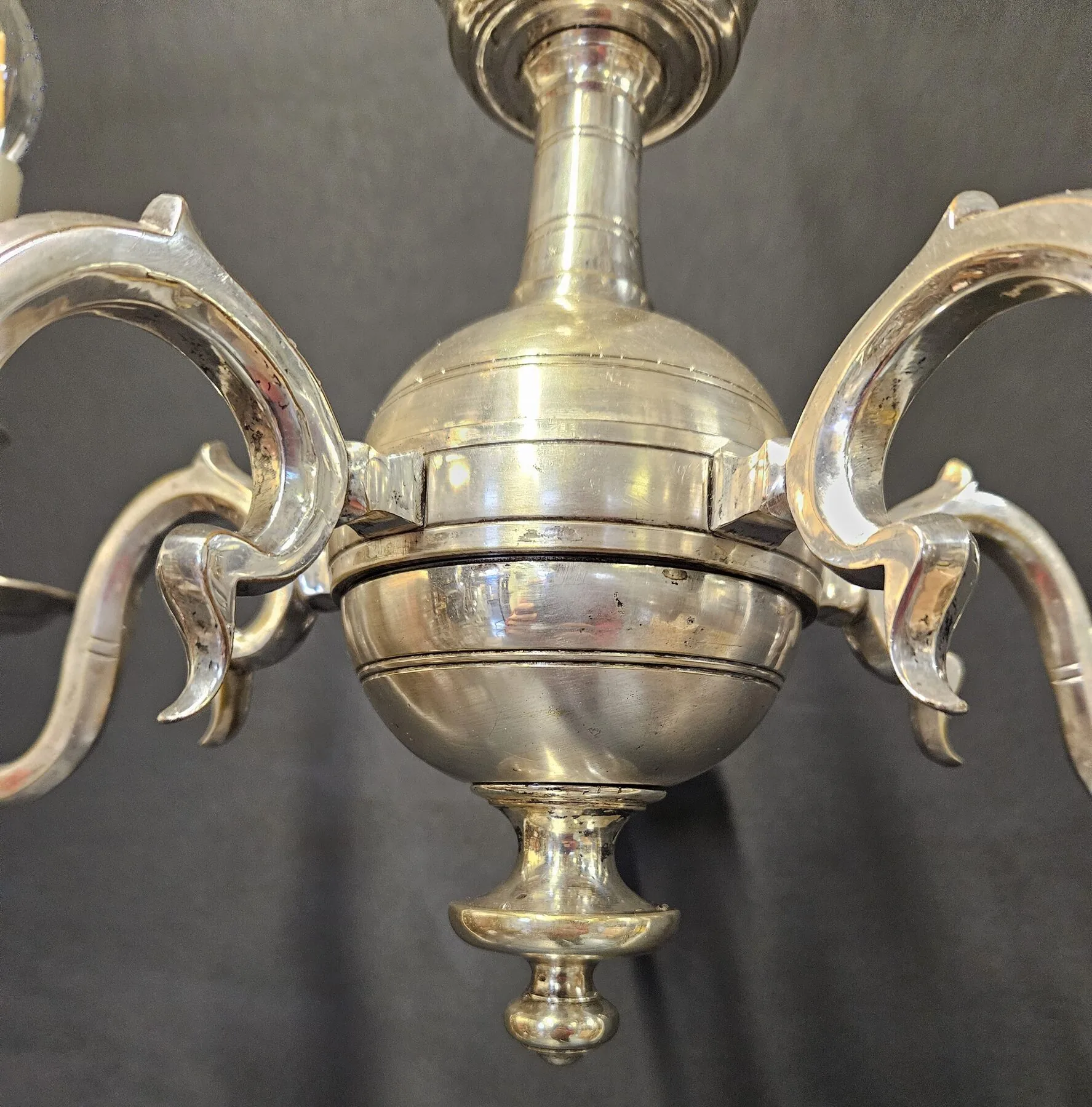 5-Arm Silver-Plated Chandelier, c. 1930 – view 5