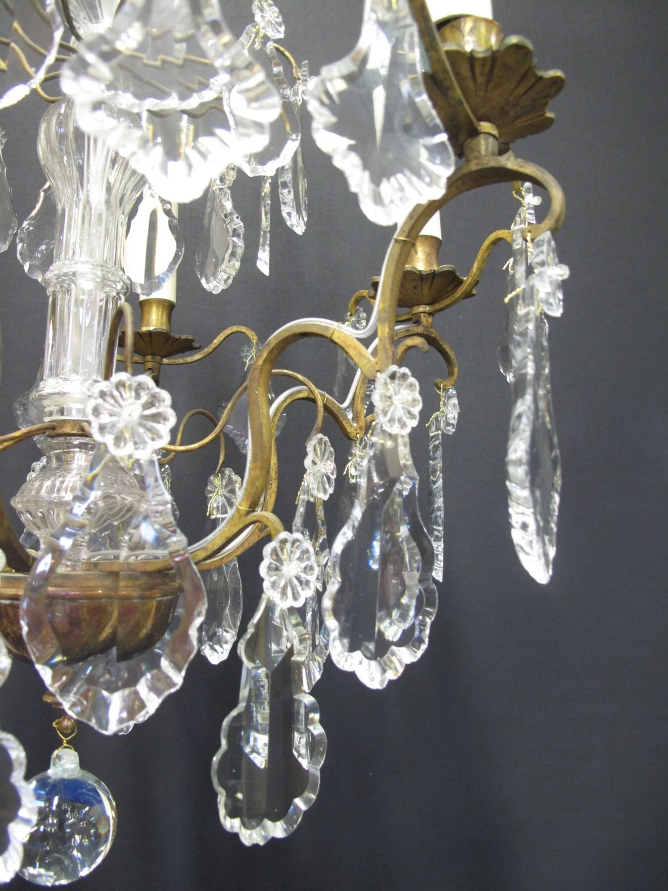 6-Arm French Brass Chandelier, c. 1920 – view 5