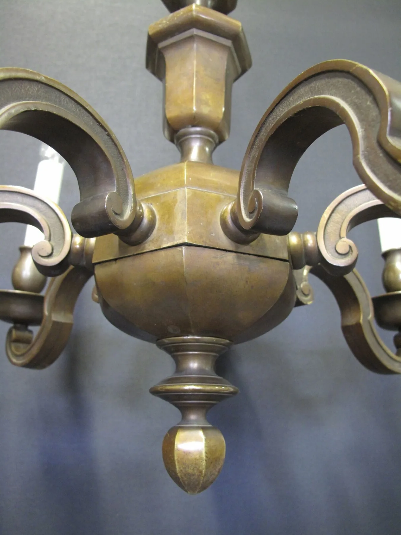 7-Arm Cast Brass Chandelier, c. 1920 – view 5