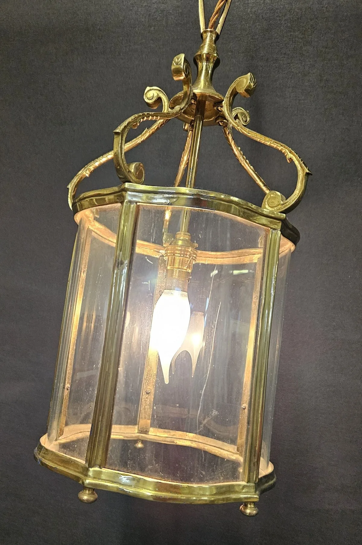 Brass Curved-Glass Lantern, c. 1930 – view 5