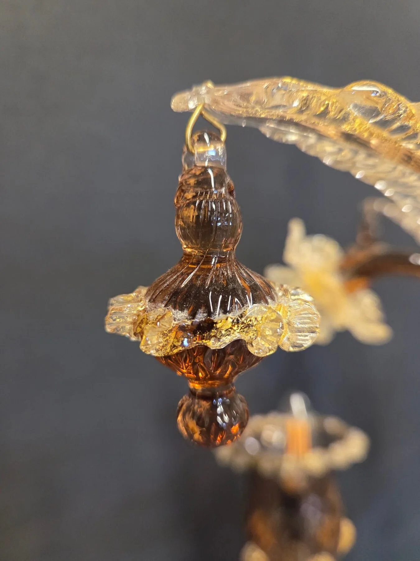 3-Arm Coffee-Coloured Venetian Glass Chandelier, c. 1950 – view 5