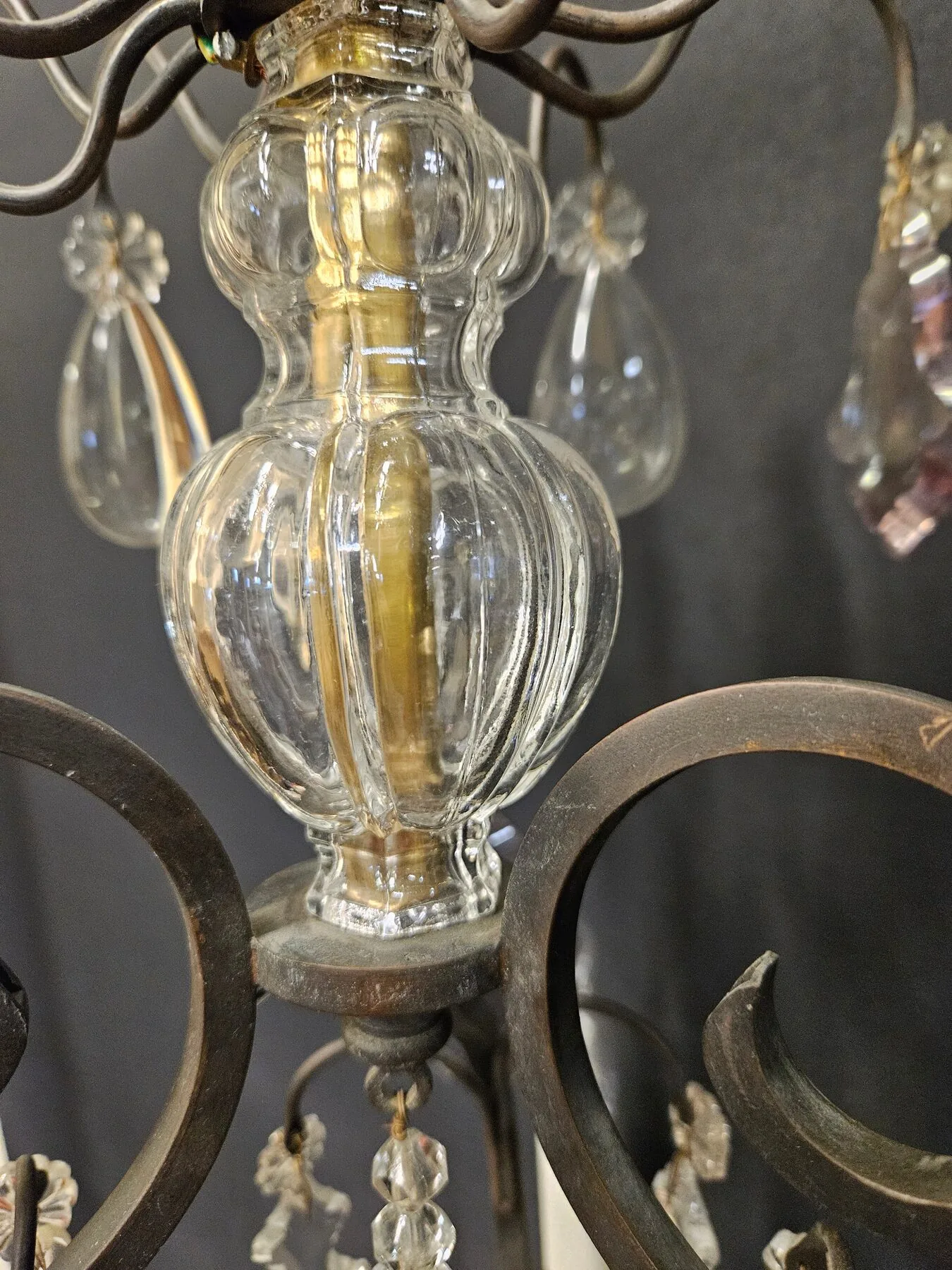 6-Arm French Chandelier With Coloured Glass – view 6