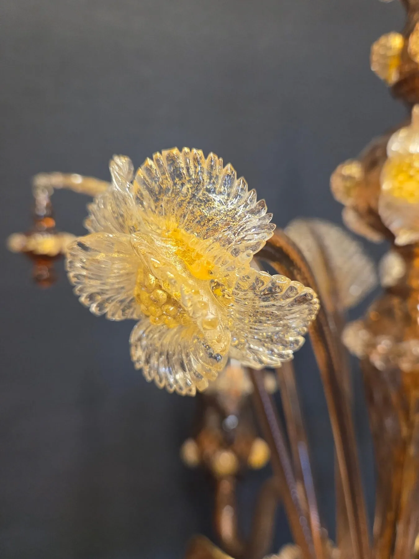 3-Arm Coffee-Coloured Venetian Glass Chandelier, c. 1950 – view 6