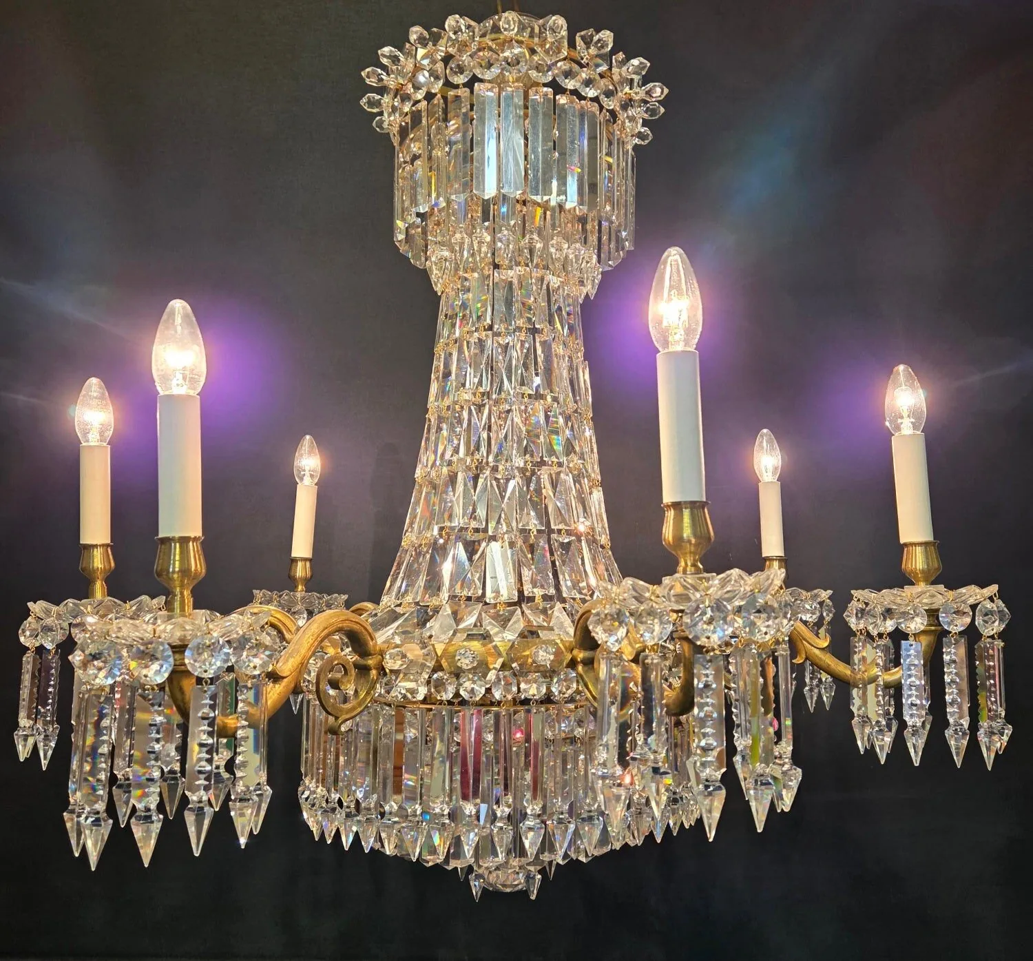 7-Arm Early-Victorian Tent & Tier Crystal Chandelier, c. 1840 – view 6