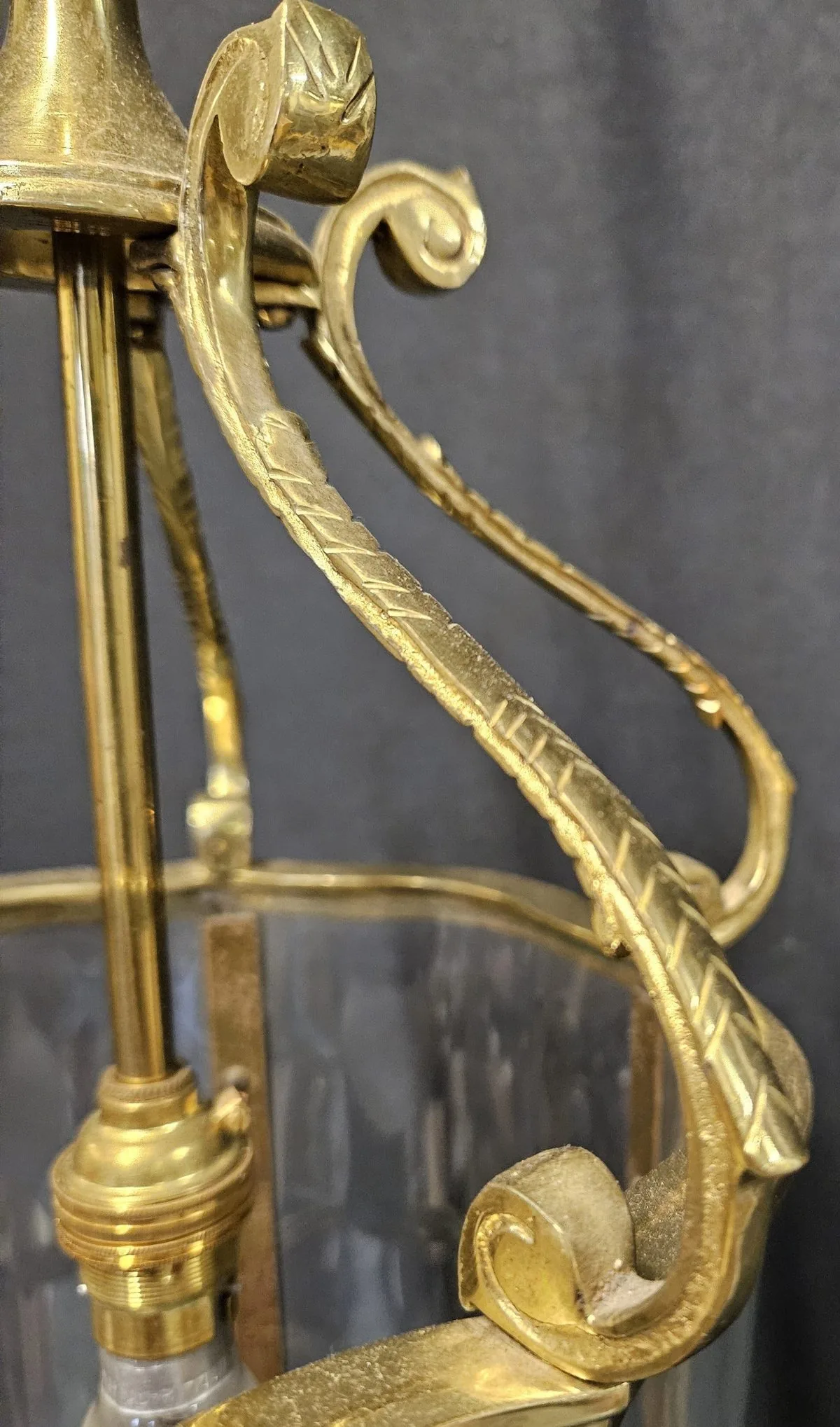 Brass Curved-Glass Lantern, c. 1930 – view 6