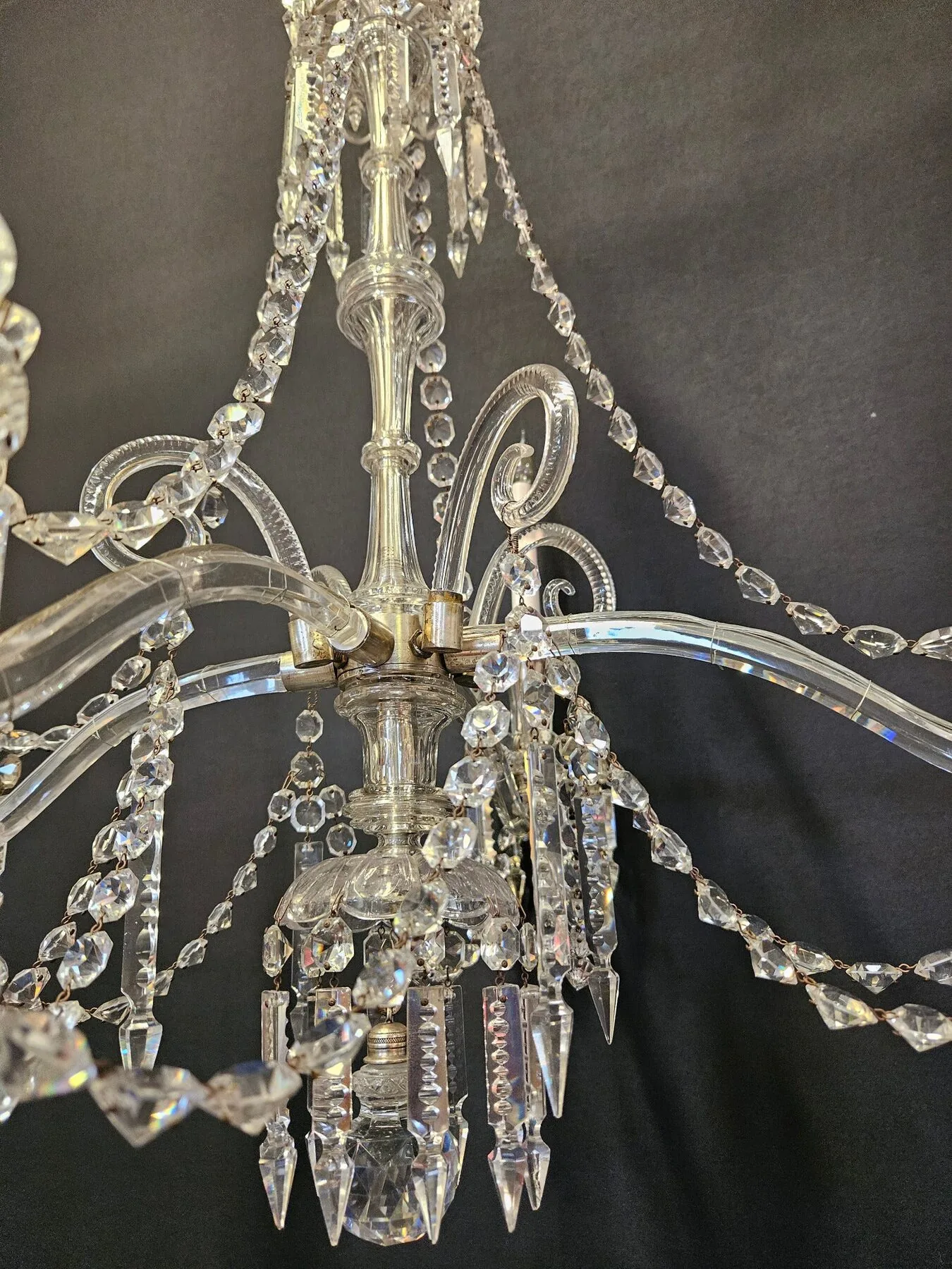 4-Arm Victorian Glass Chandelier, c. 1840 – view 6