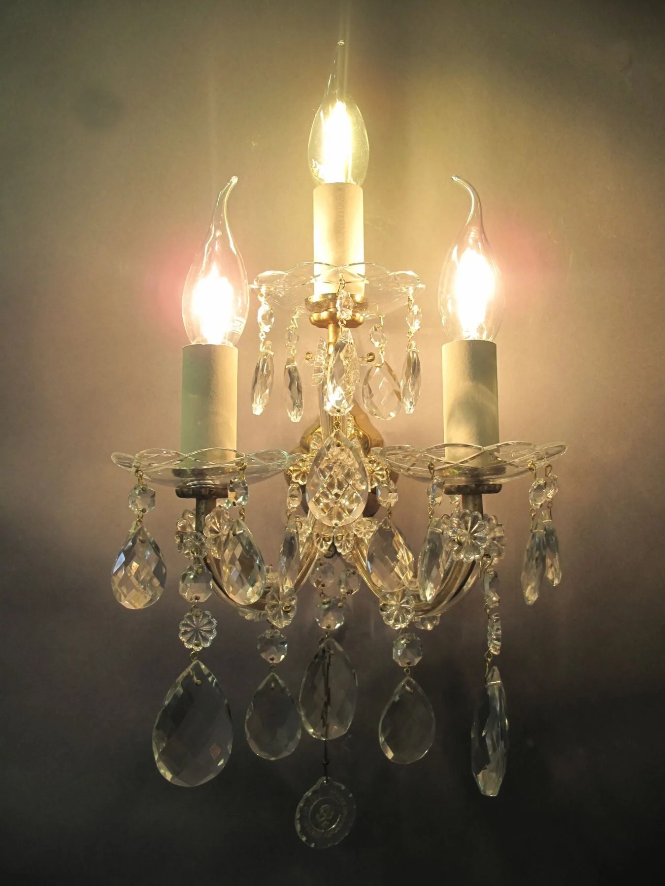 Single 3-Arm Maria Theresa Wall Light, c. 1950 – view 7