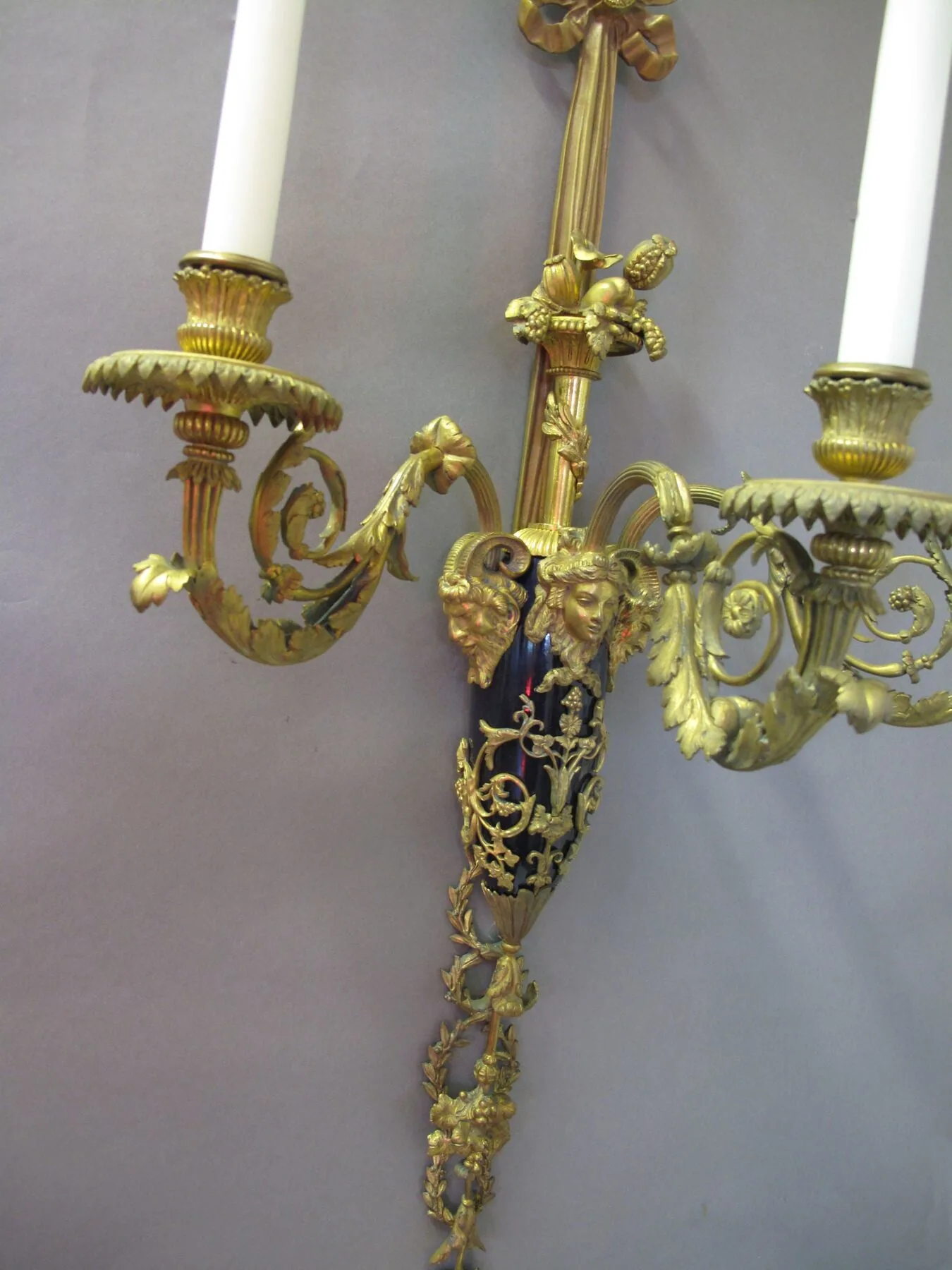 Pair of 3-Arm Louis XVI-Style Ormolu Wall Lights, c. 1920 – view 7