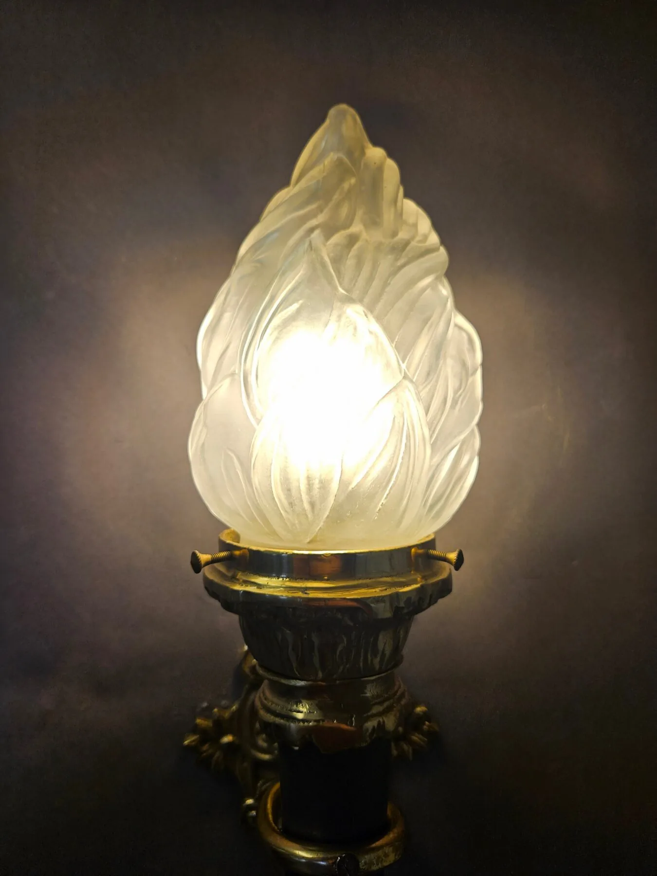 Large Pair Of Torch Wall Lights With Flambeau Shades, c. 1930 – view 7