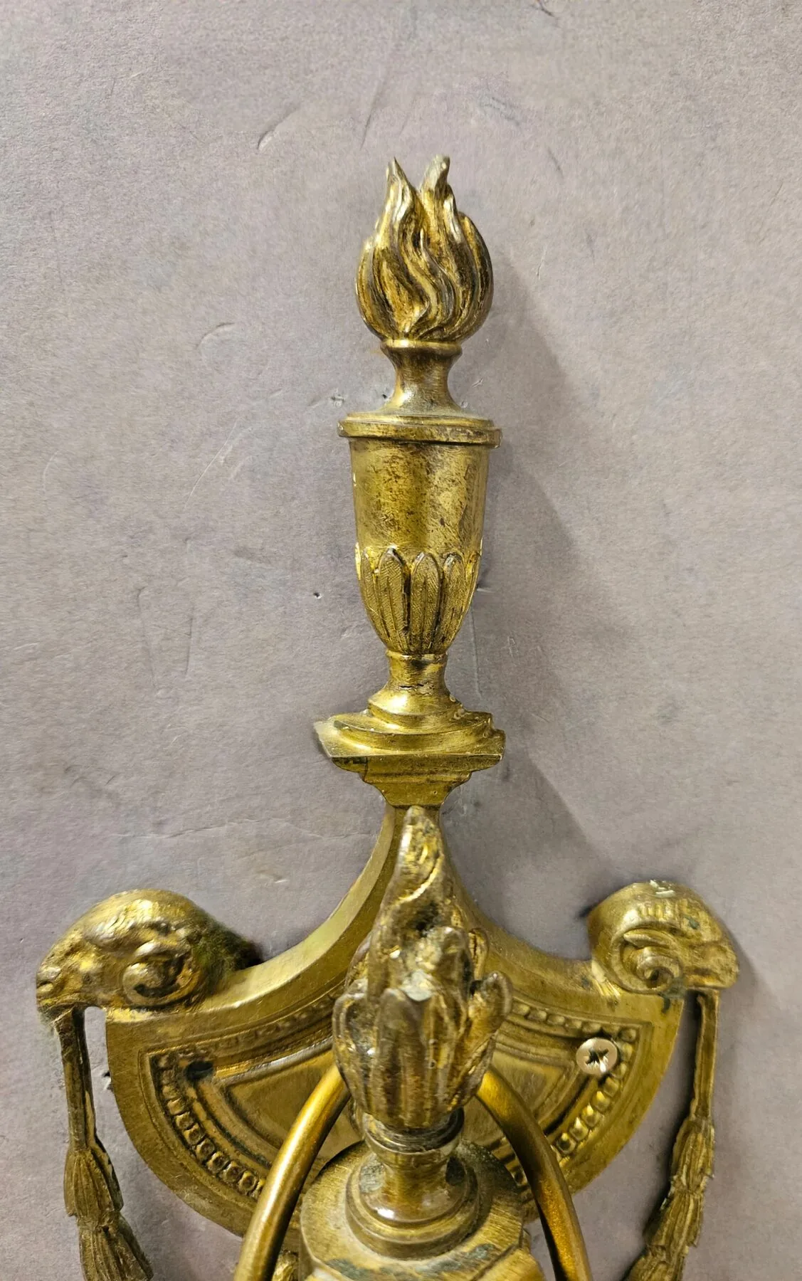 Pair of 2-Arm Wall Lights With Cut-Glass Strings & Medallions, c. 1910 – view 7