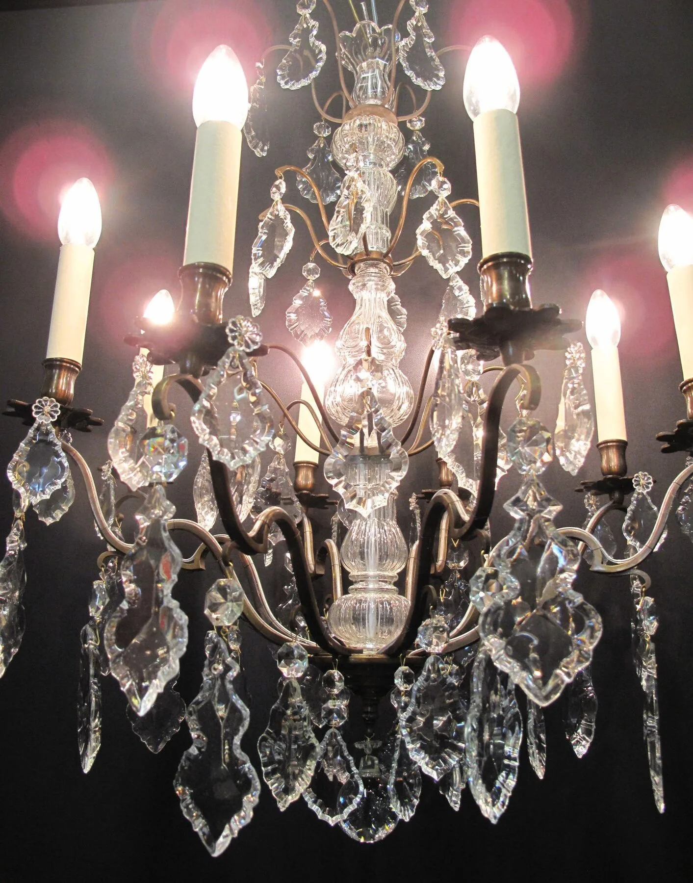 8-Arm Bronzed French Chandelier, c. 1920 – view 8