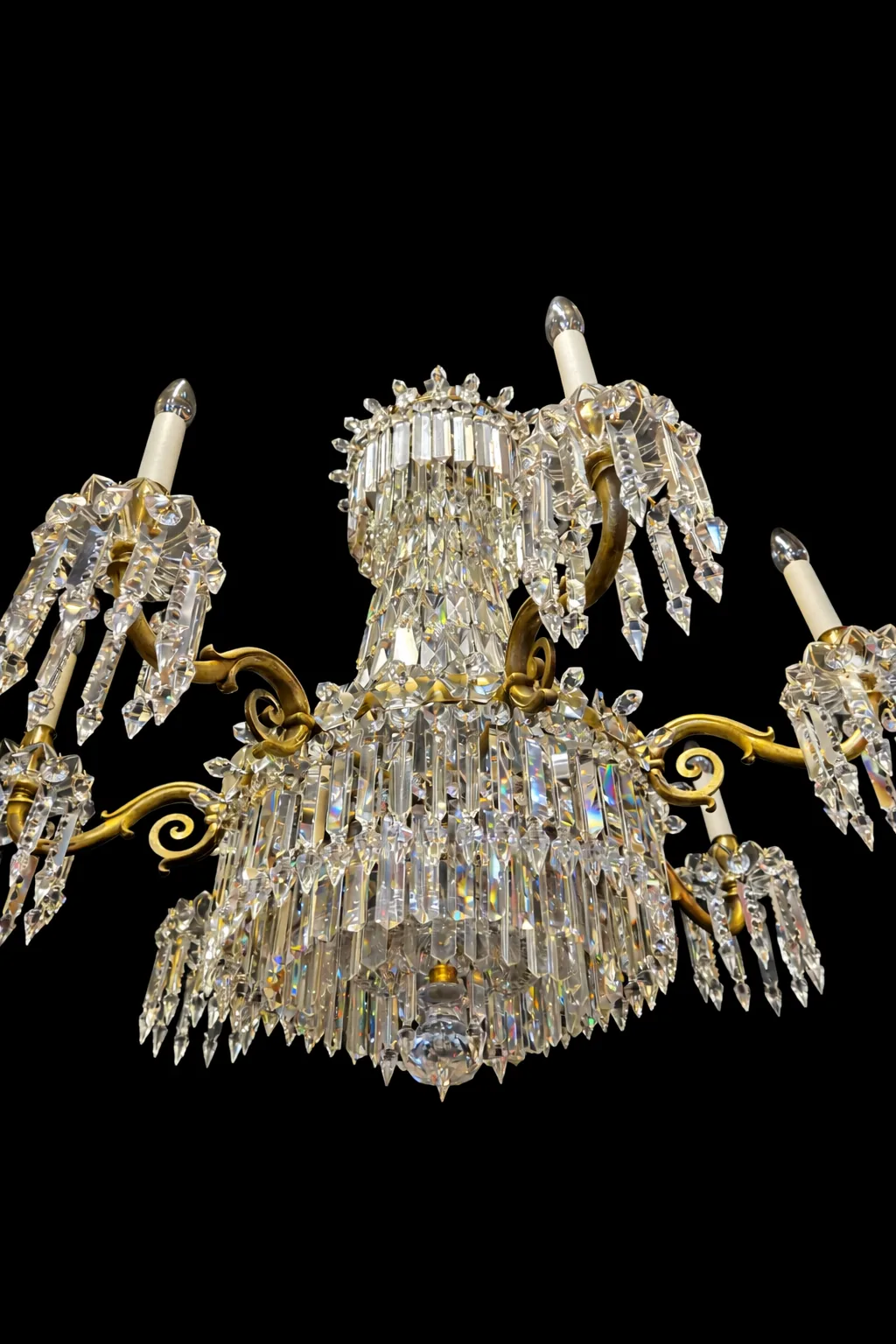 7-Arm Early-Victorian Tent & Tier Crystal Chandelier, c. 1840 – view 8