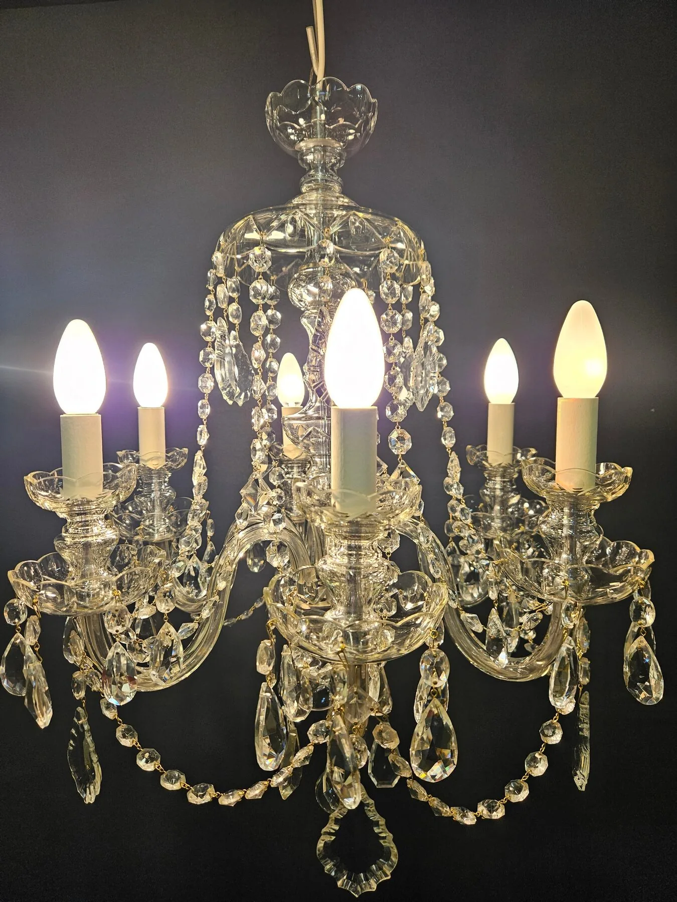 6-Arm Czech Chandelier, c. 1930 – view 8