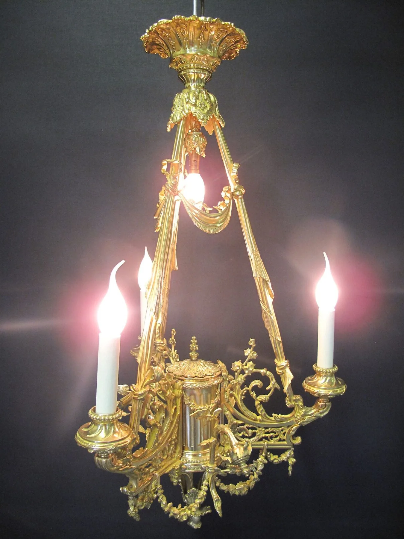 3-Arm Decorative Gilt Chandelier, c. 1900 – view 8