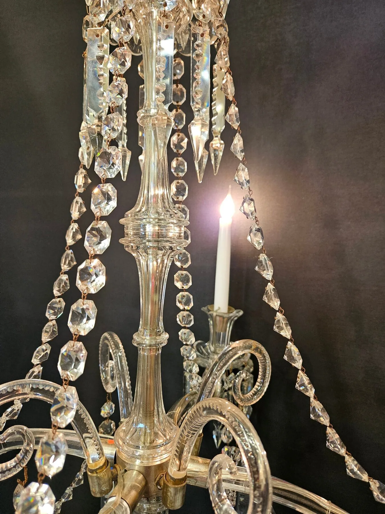4-Arm Victorian Glass Chandelier, c. 1840 – view 8