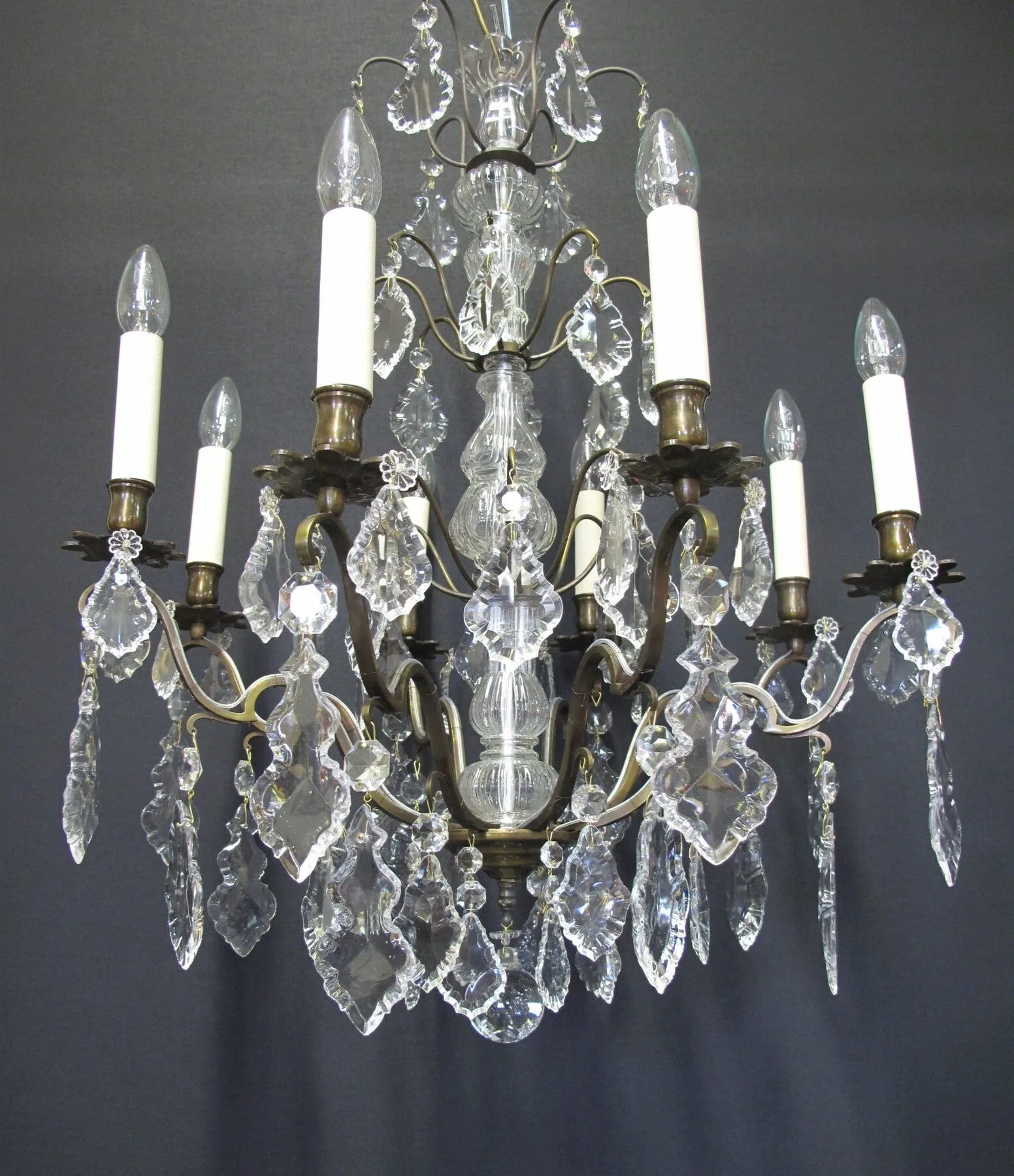 8-Arm Bronzed French Chandelier, c. 1920 – view 9